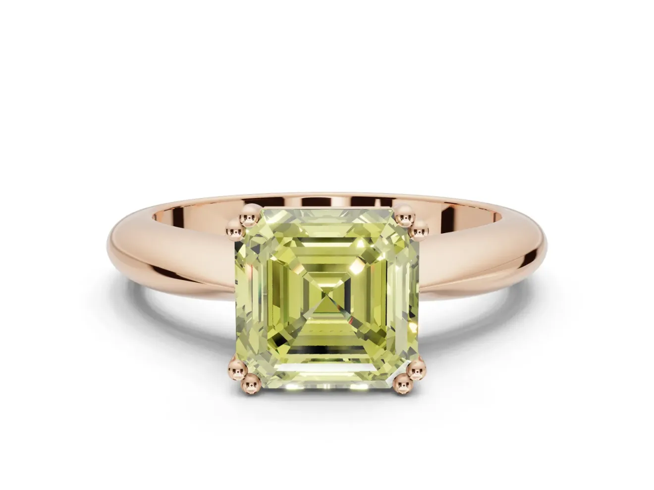 Princess Cut Tapered Solitaire Engagement Ring Setting for a Fancy Yellow Lab-Grown Diamond | Rose Gold