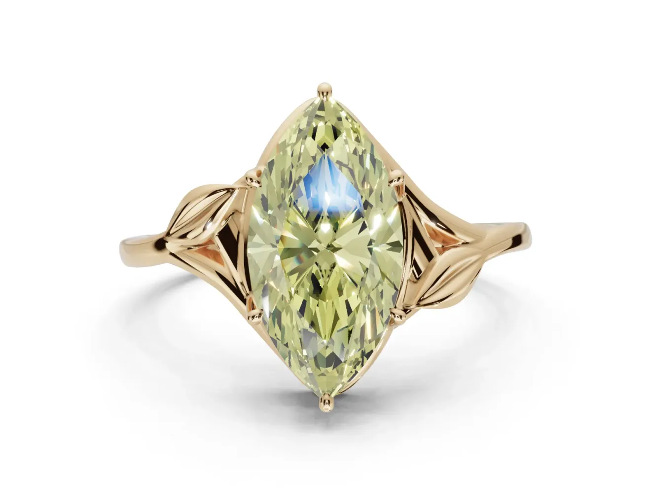 Marquise Bypass Solitaire Engagement Ring Setting for a Fancy Yellow Lab-Grown Diamond | Yellow Gold