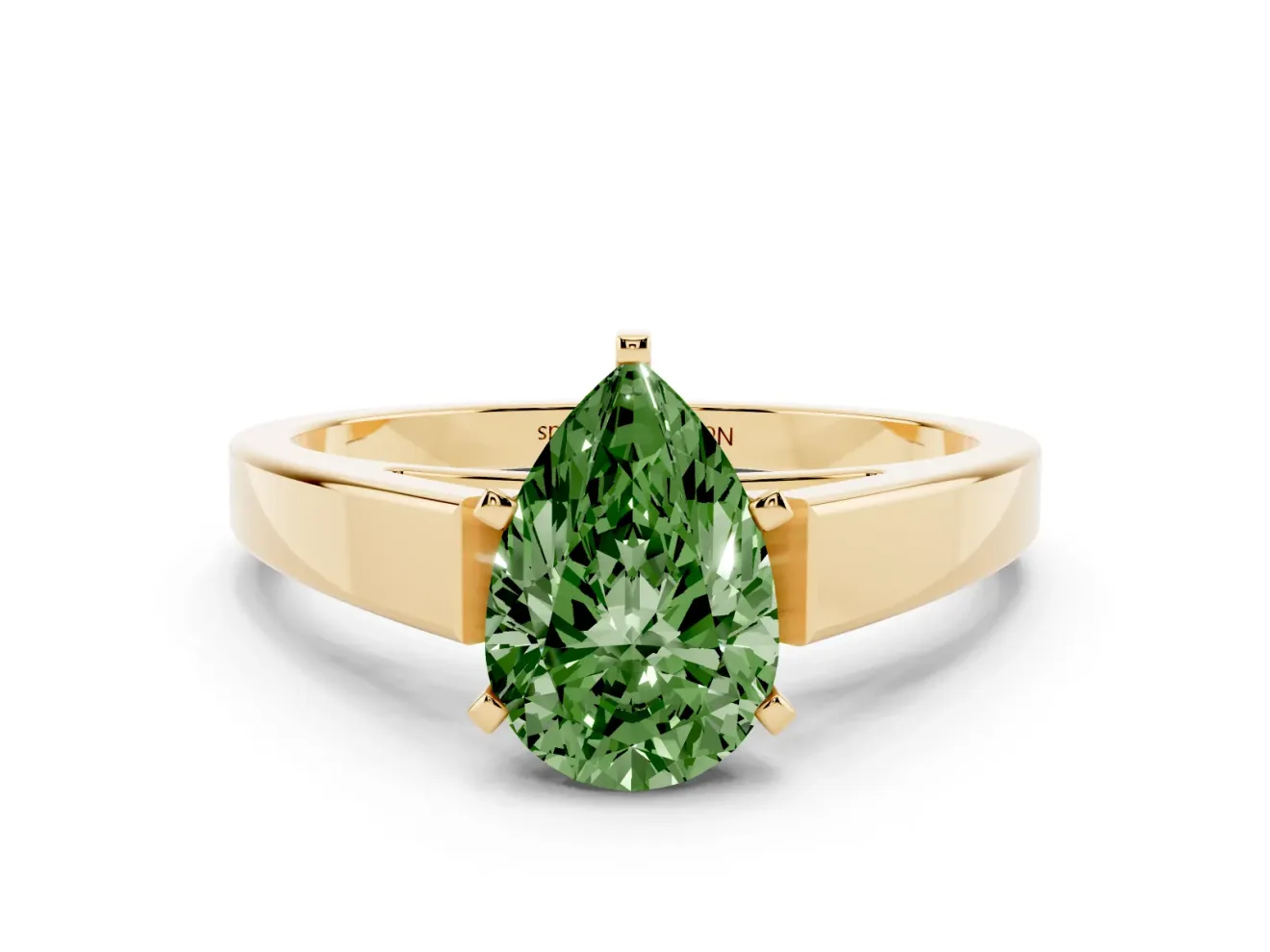 Pear-Shaped Solitaire Engagement Ring Setting for a Fancy Green Lab-Grown Diamond | Yellow Gold