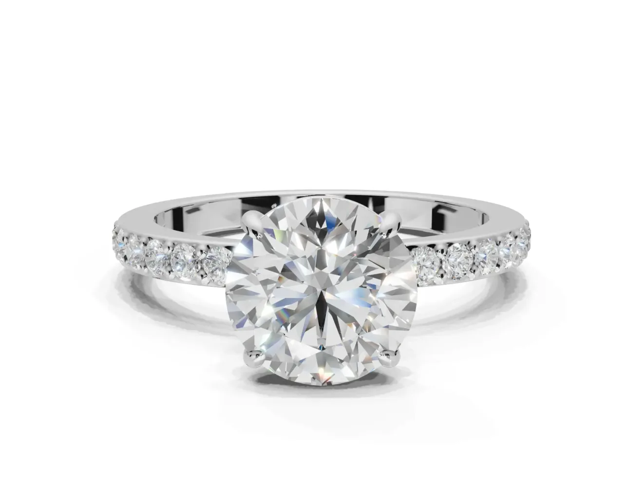 Round Hidden Halo Engagement Ring Setting | White Gold