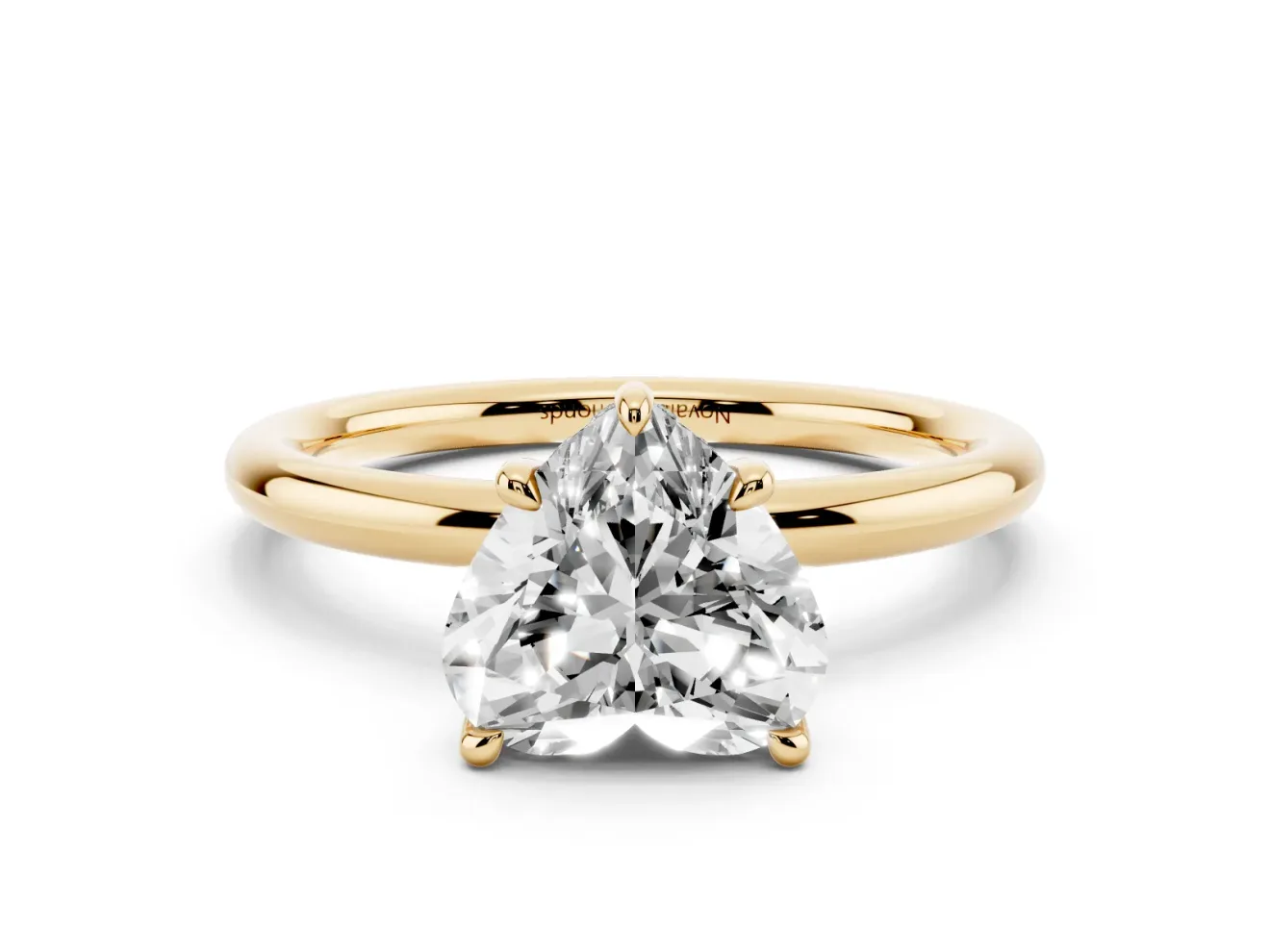 Heart-Shaped Hidden Halo Engagement Ring Setting | Thin Plain Band | Yellow Gold