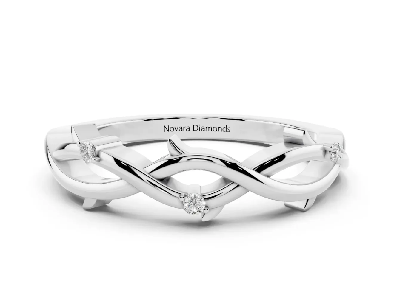 Round Diamond Twist Band Set in White gold with Prong Setting