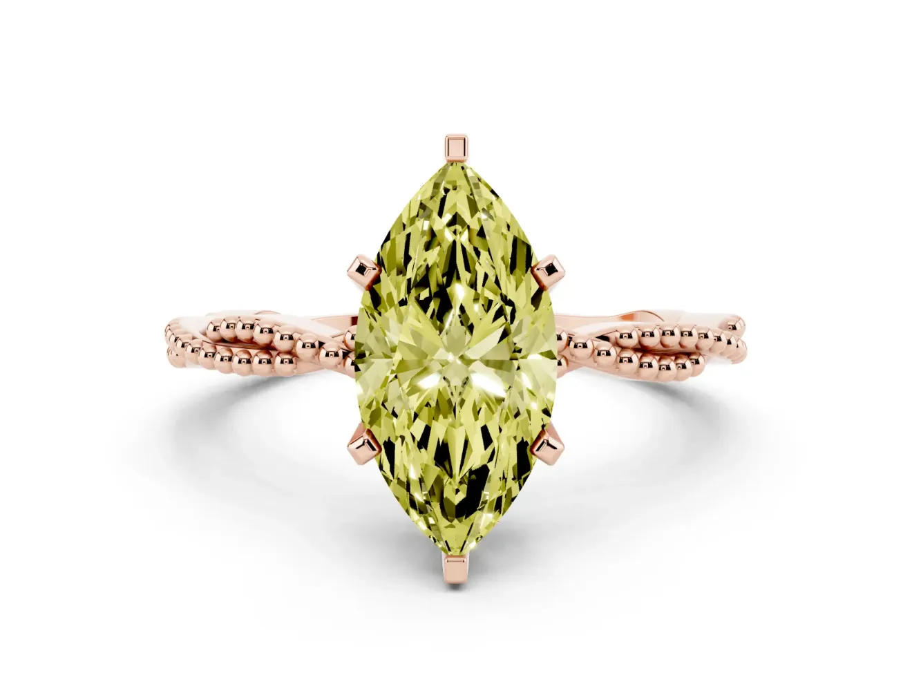 Marquise Twisted Solitaire Engagement Ring Setting for a Fancy Yellow Lab-Grown Diamond | Rose Gold