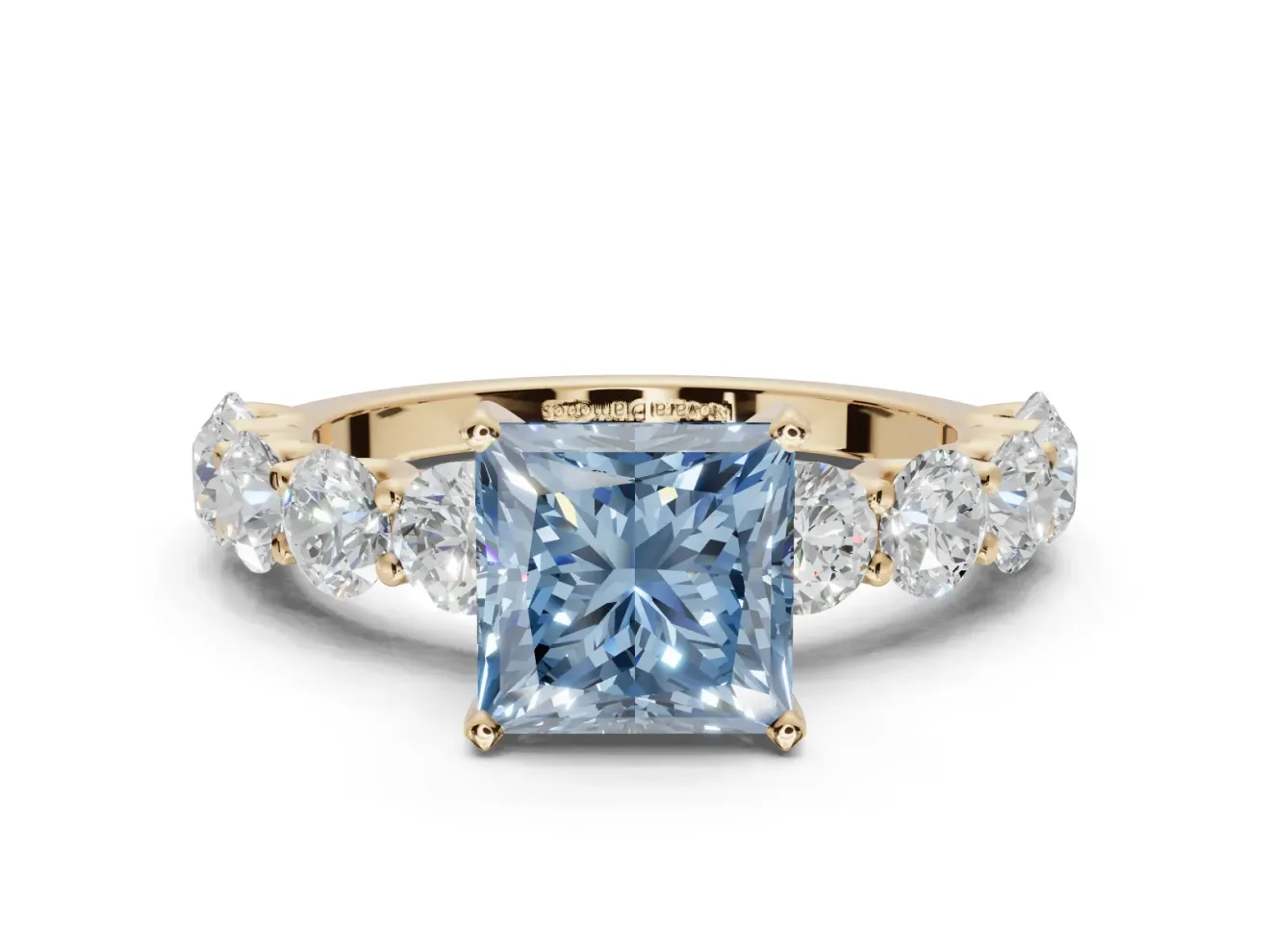 Princess Cut Engagement Ring Setting for a Fancy Blue Lab-Grown Diamond | Yellow Gold - Design NV-24455