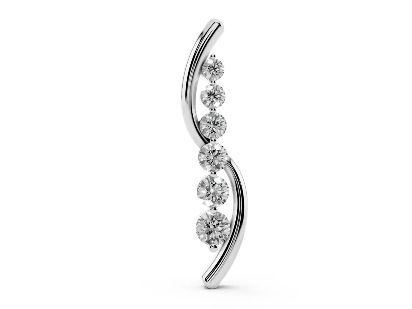 Round Lab-Grown Diamond Graduated S-Curve Pendant Necklace | Ribbon Detail | Sterling Silver