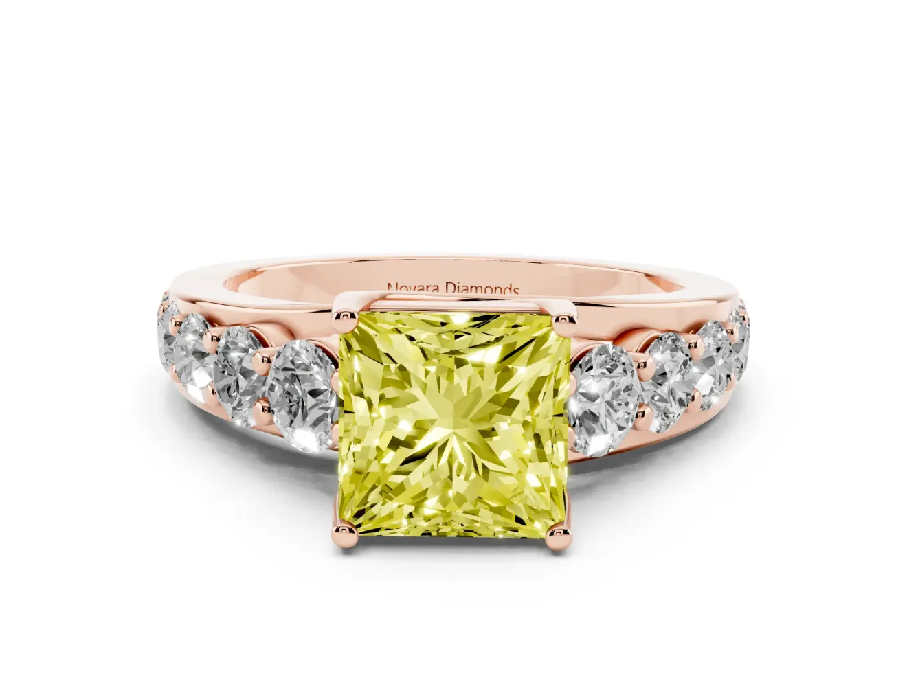 Princess Cut Engagement Ring Setting for a Fancy Yellow Lab-Grown Diamond | Rose Gold - Design NV-24645