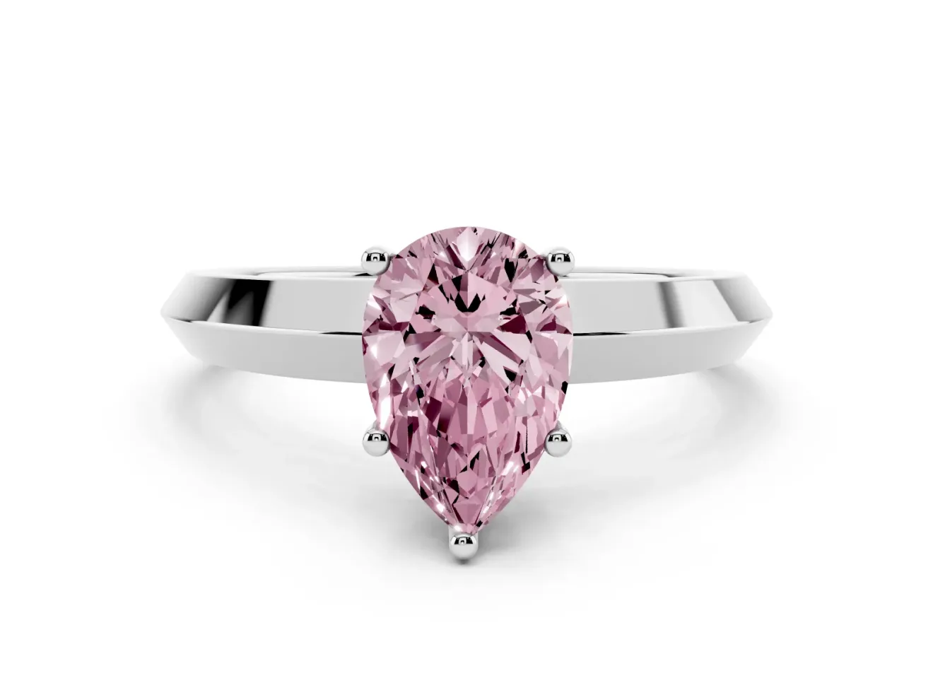 Pear-Shaped Knife-Edge Engagement Ring Setting for a Fancy Pink Lab-Grown Diamond | Platinum