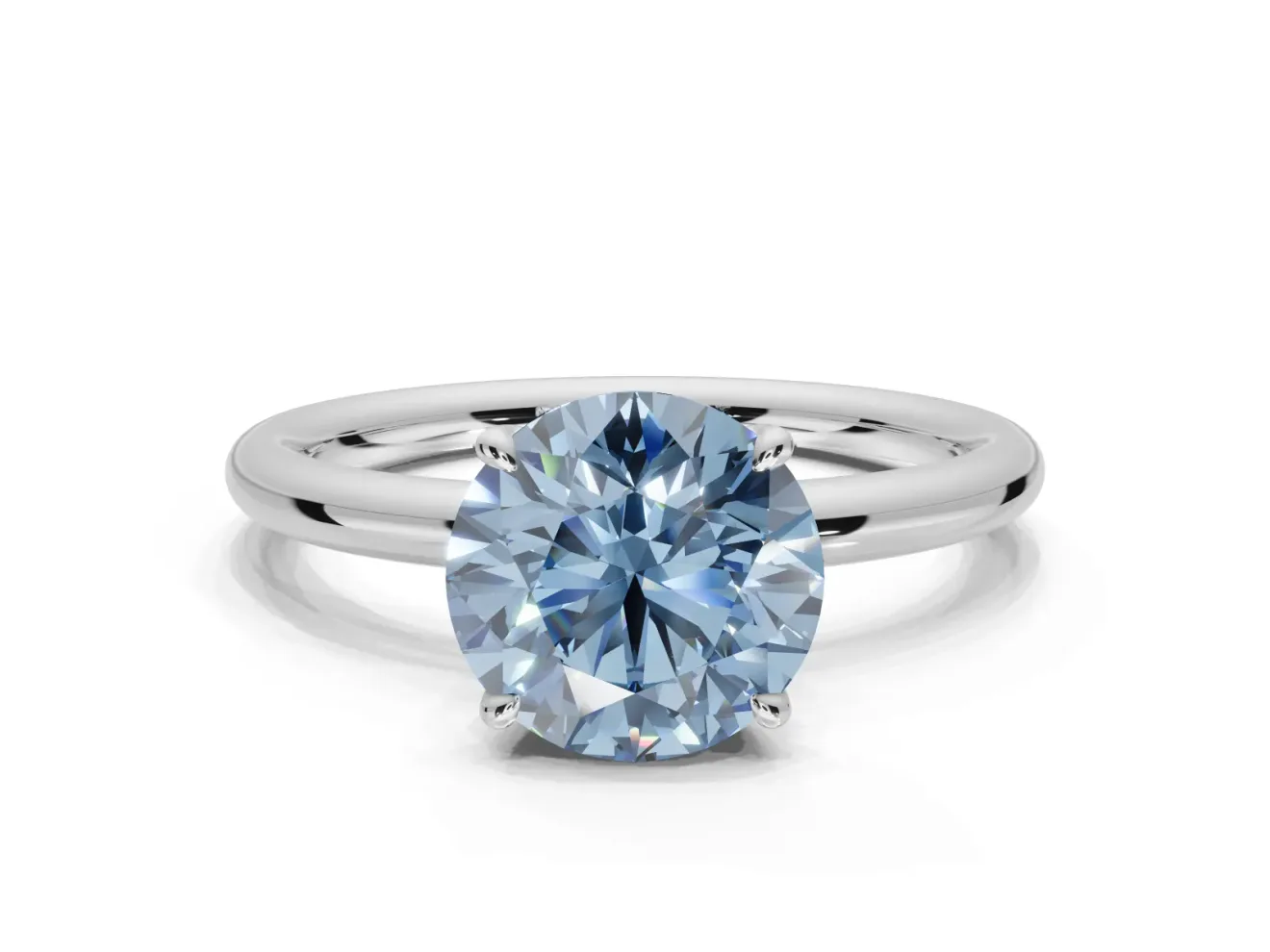 Round Hidden Halo Engagement Ring Setting for a Fancy Blue Lab-Grown Diamond | Platinum