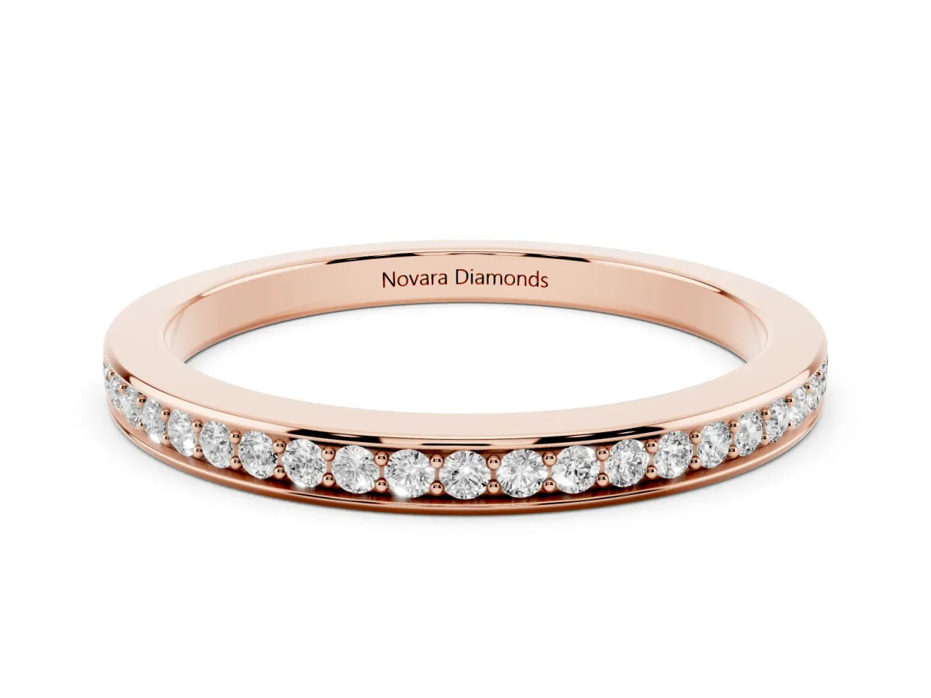 Round Diamond Pavé Eternity Band Set in Rose gold with Channel Setting
