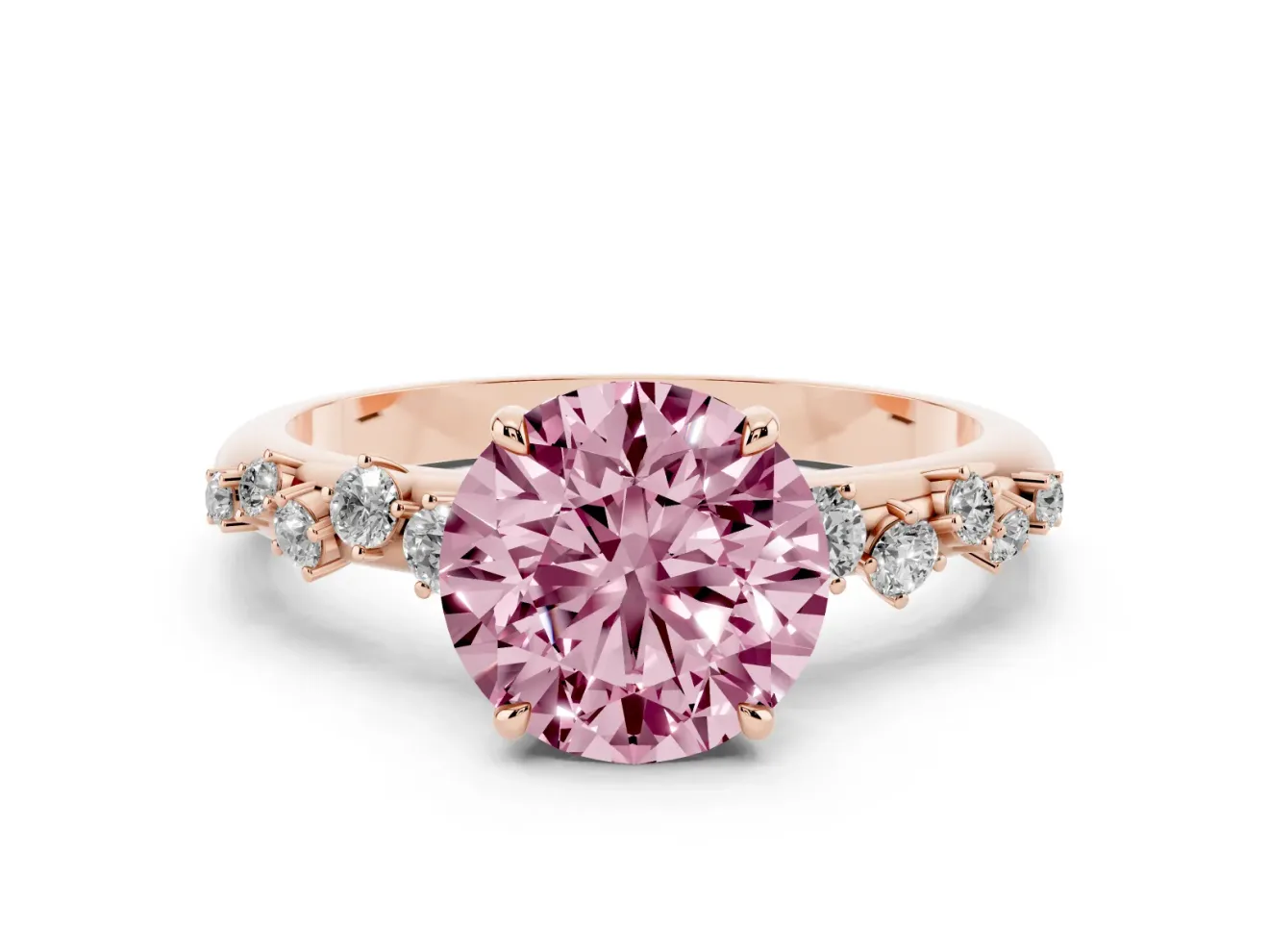 Round Graduated Solitaire Engagement Ring Setting for a Fancy Pink Lab-Grown Diamond | Rose Gold