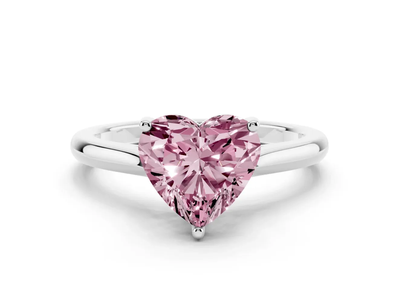 Heart-Shaped Cathedral Engagement Ring Setting for a Fancy Pink Lab-Grown Diamond | Sterling Silver