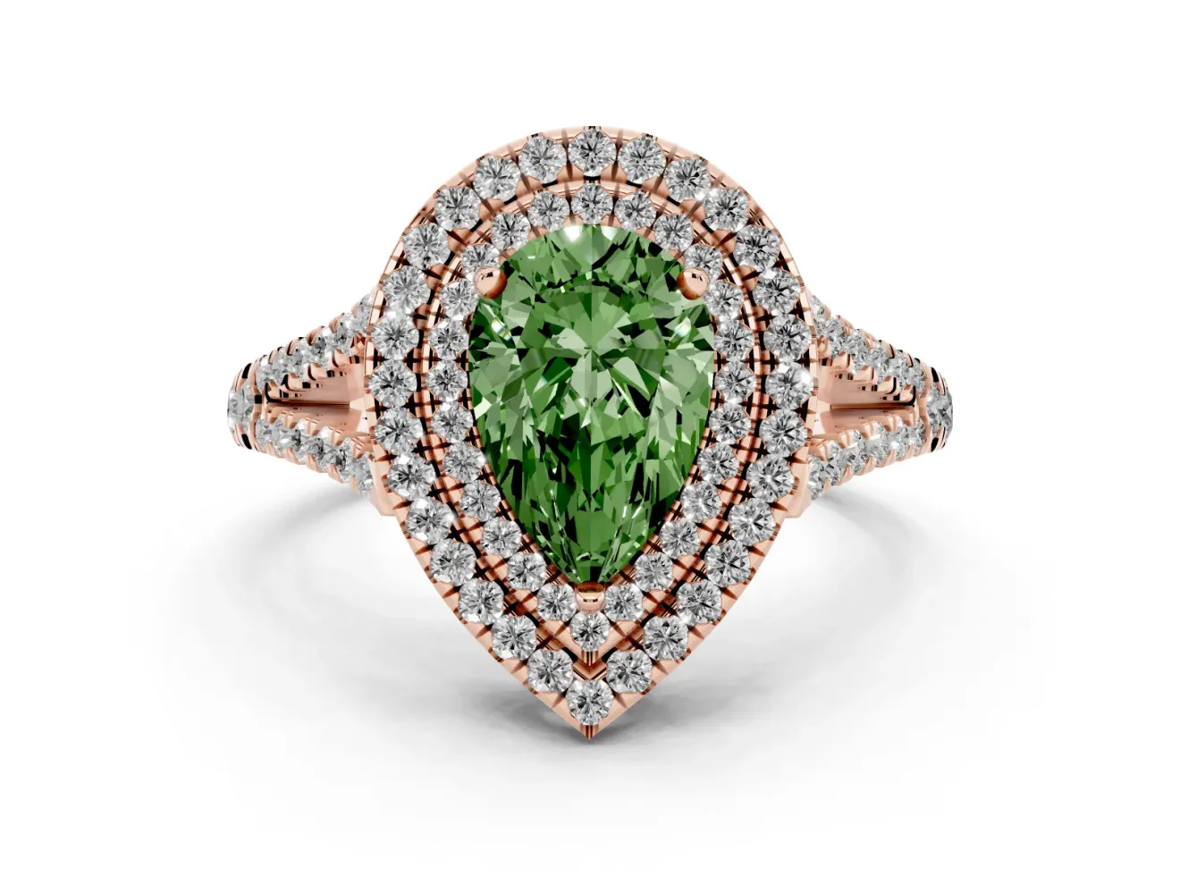 Pear-Shaped Halo Engagement Ring Setting for a Fancy Green Lab-Grown Diamond | Rose Gold - Design NV-24799