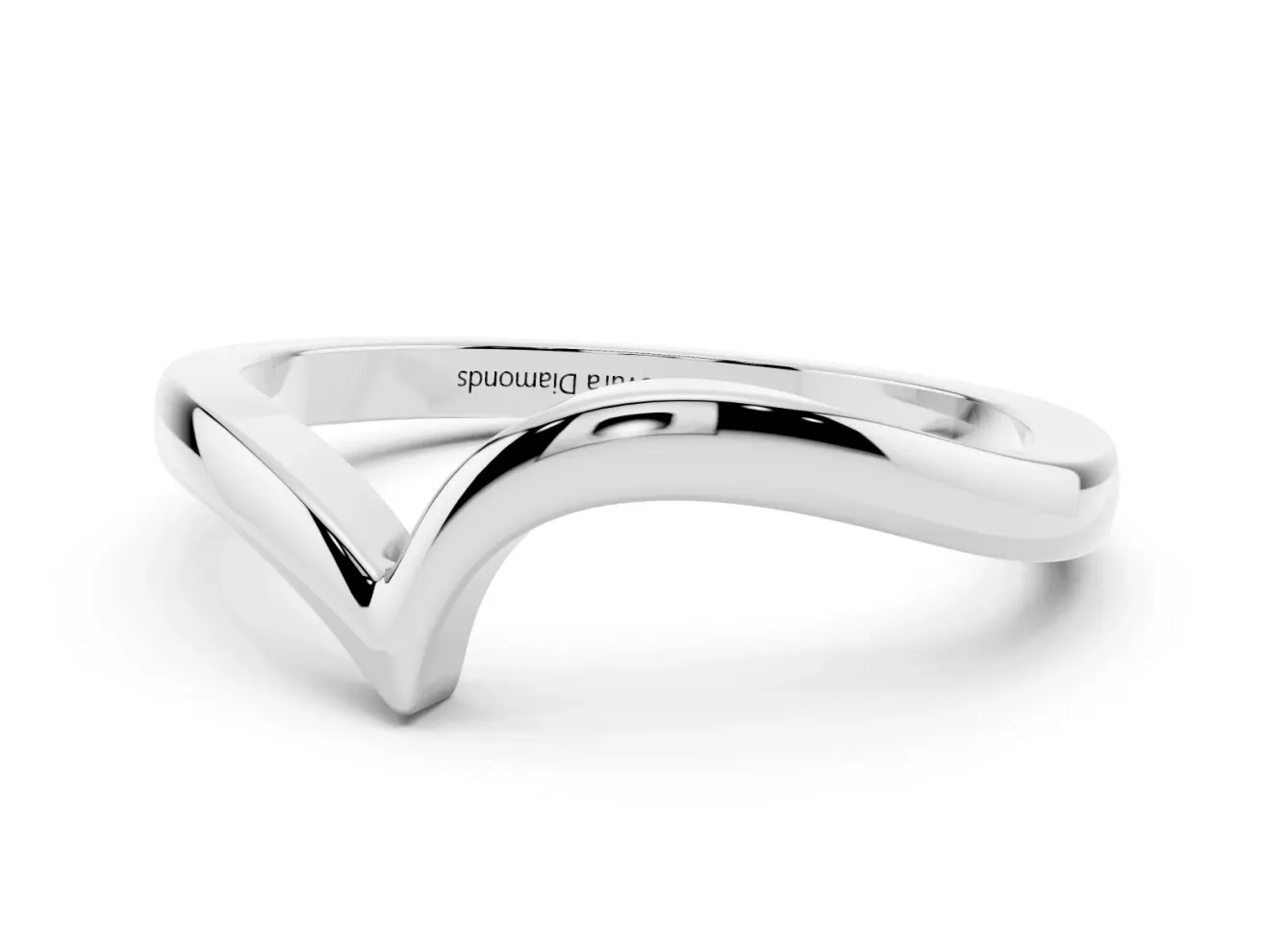 Chevron V-Shaped Plain Contour Band Set in Platinum