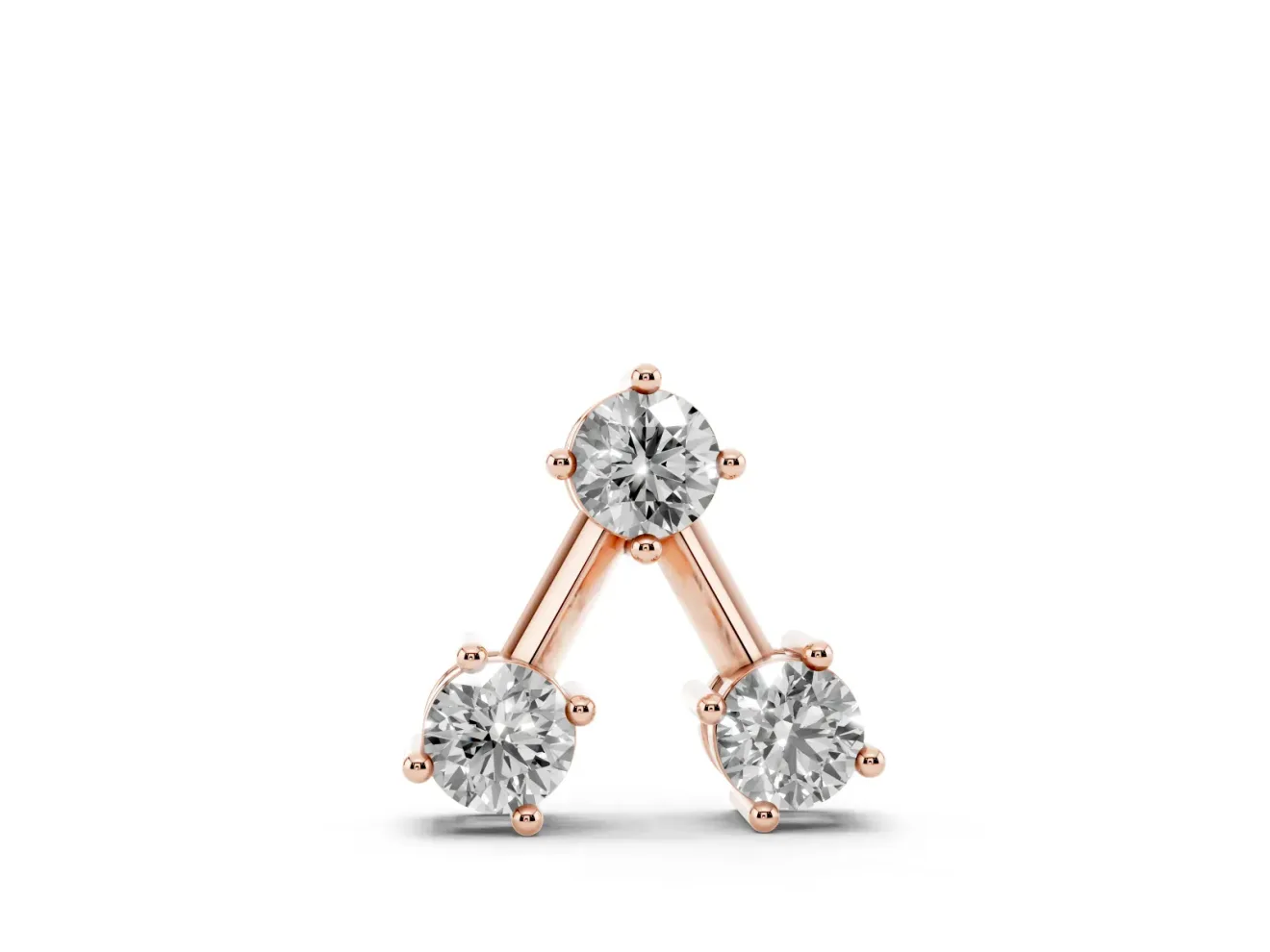 Round Lab-Grown Diamond Three-Stone Open Triangle Pendant Necklace | Prong Set | Rose Gold