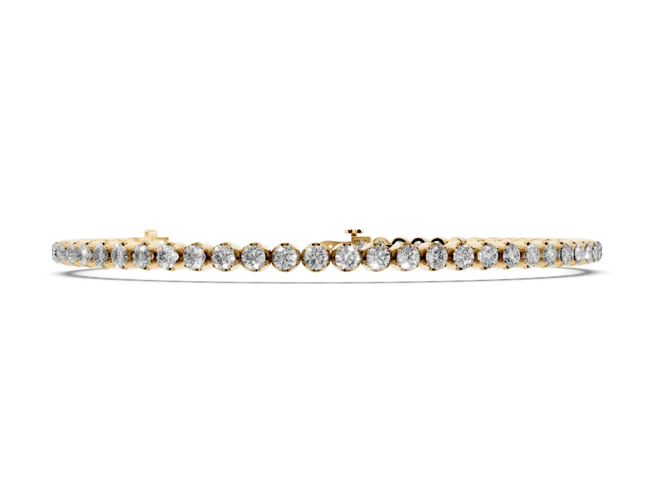 Round Lab-Grown Diamond Slim Tennis Bracelet | Cup Settings | Yellow Gold