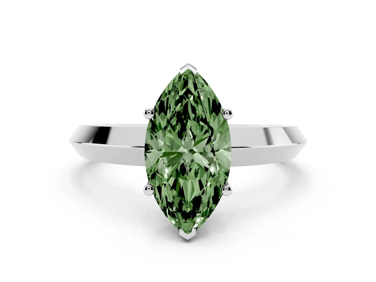 Marquise Knife-Edge Solitaire Engagement Ring Setting for a Fancy Green Lab-Grown Diamond | Platinum