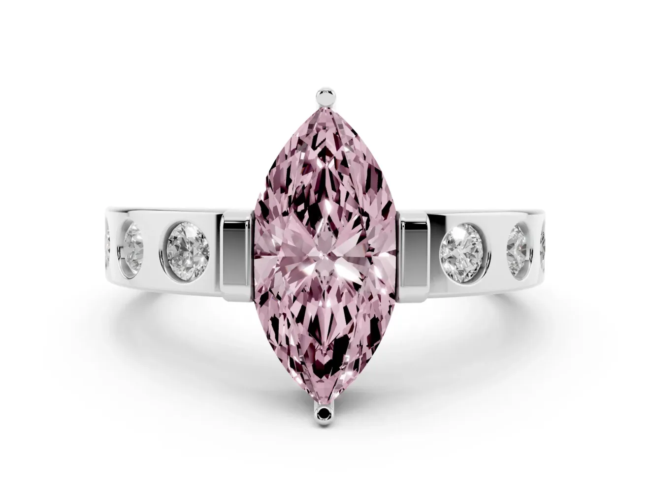 Marquise Tension Style Engagement Ring Setting for a Fancy Pink Lab-Grown Diamond | Platinum