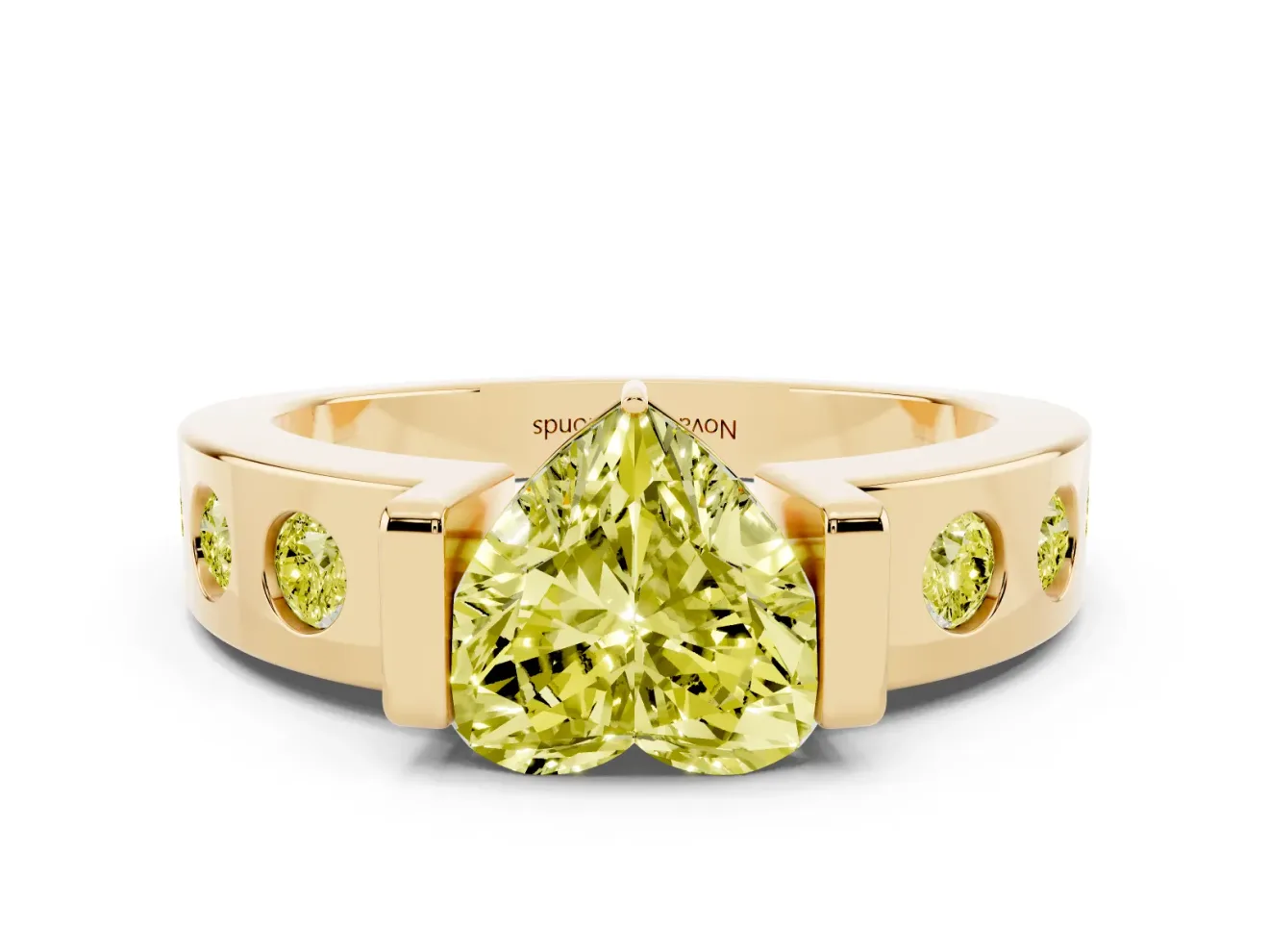 Heart-Shaped Tension Style Engagement Ring Setting for a Fancy Yellow Lab-Grown Diamond | Yellow Gold