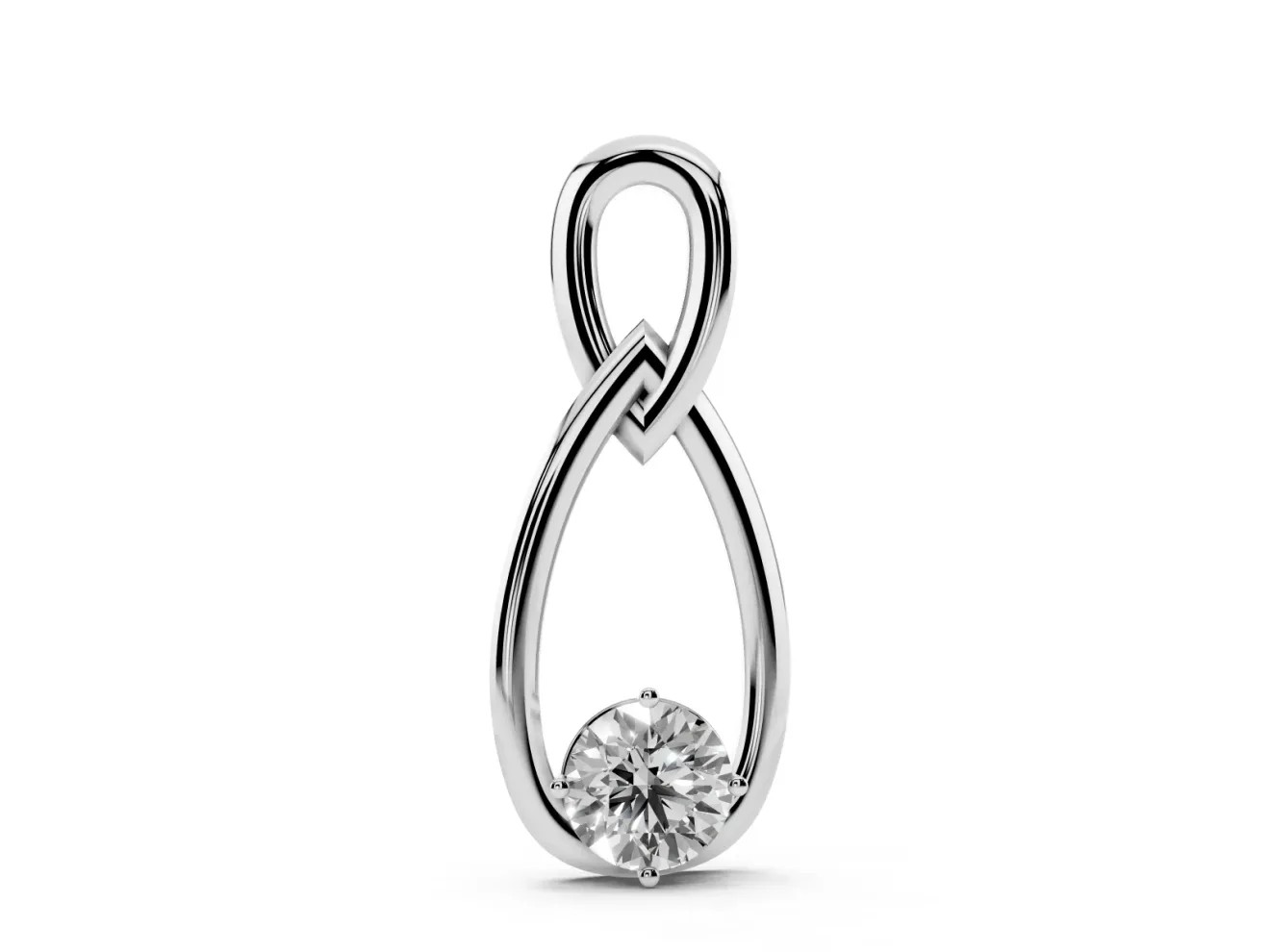 Round Lab-Grown Diamond Solitaire Infinity Pendant Necklace | Upright Loop | Sterling Silver