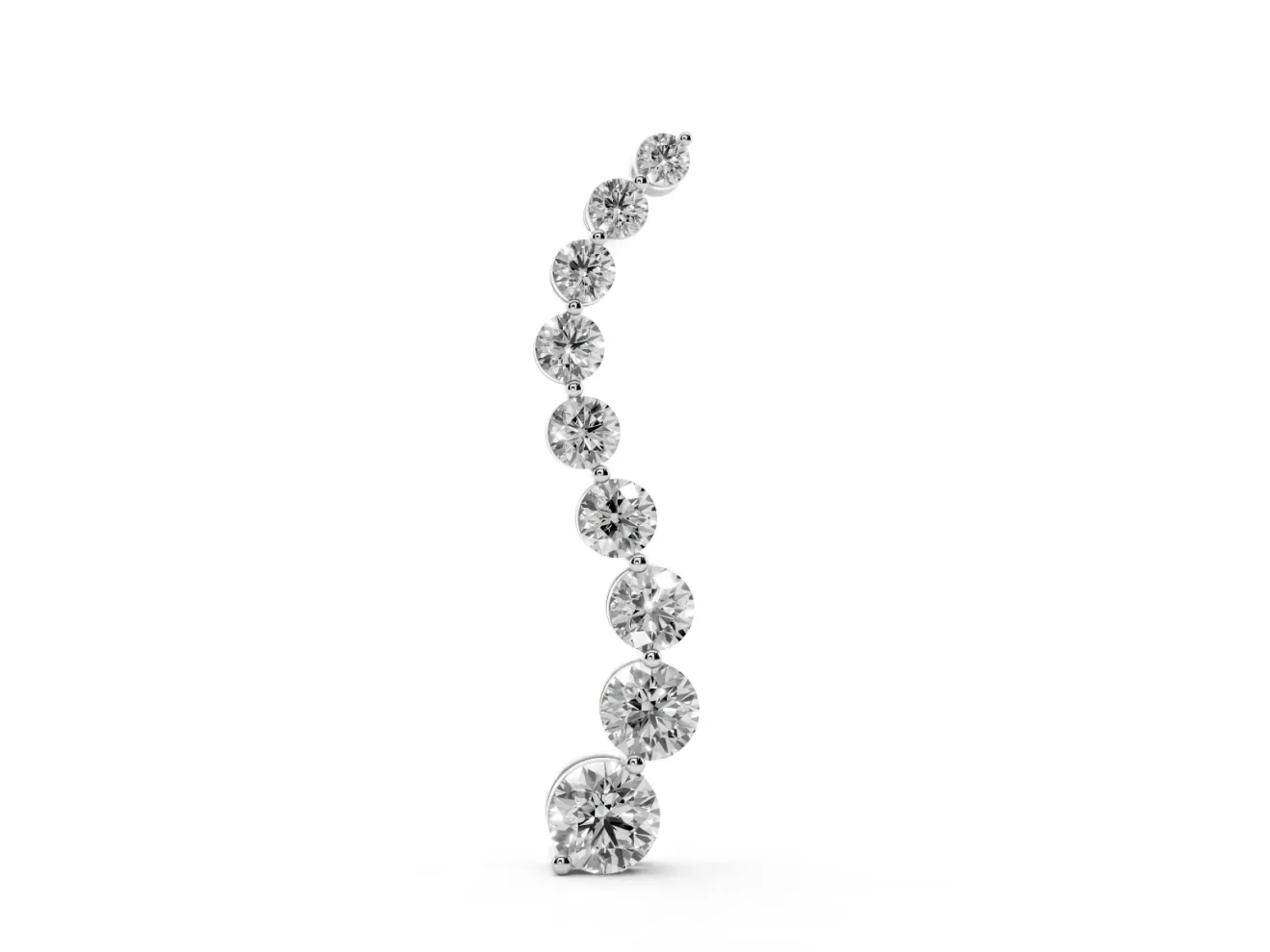 Round Lab-Grown Diamond Graduated Curve Pendant Necklace | Linked Prong Heads | White Gold