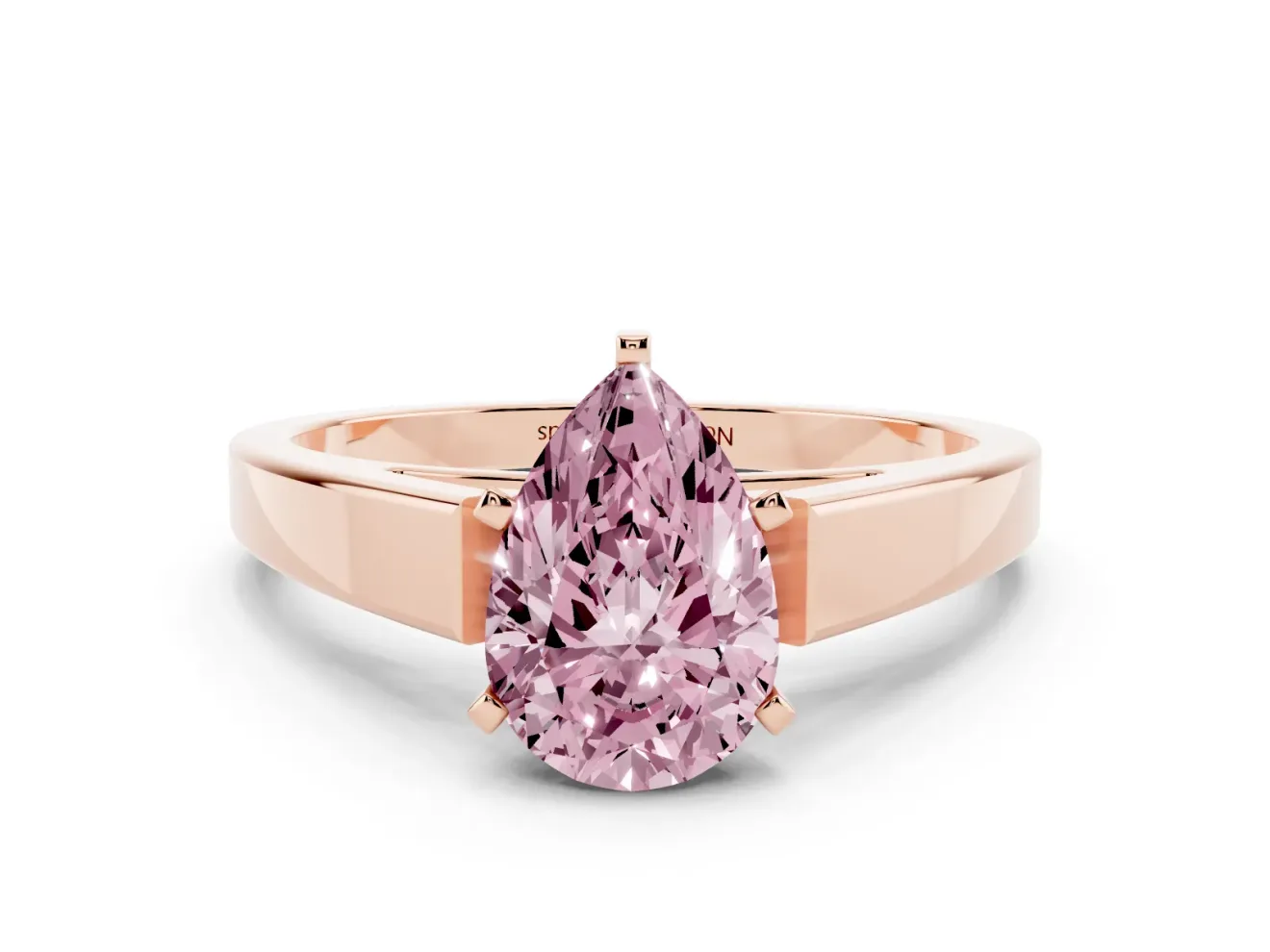 Pear-Shaped Solitaire Engagement Ring Setting for a Fancy Pink Lab-Grown Diamond | Rose Gold