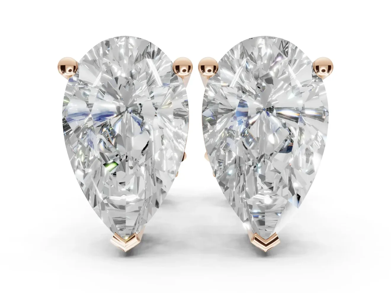 Oval Lab-Grown Diamond Solitaire Basket Stud Earrings | Open Gallery | Rose Gold