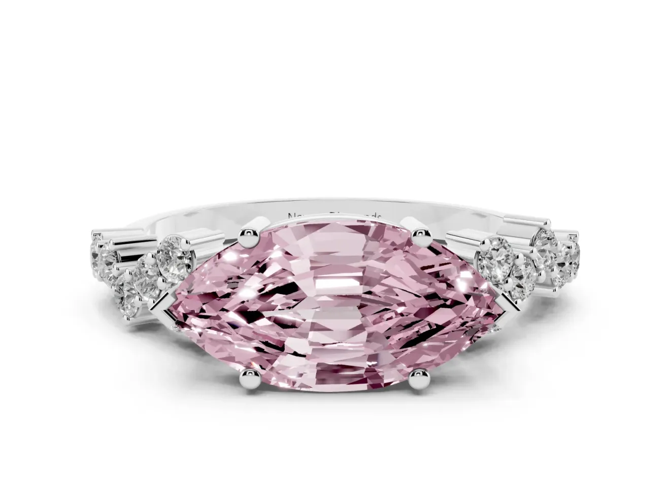 Marquise Accented Engagement Ring Setting for a Fancy Pink Lab-Grown Diamond | Sterling Silver