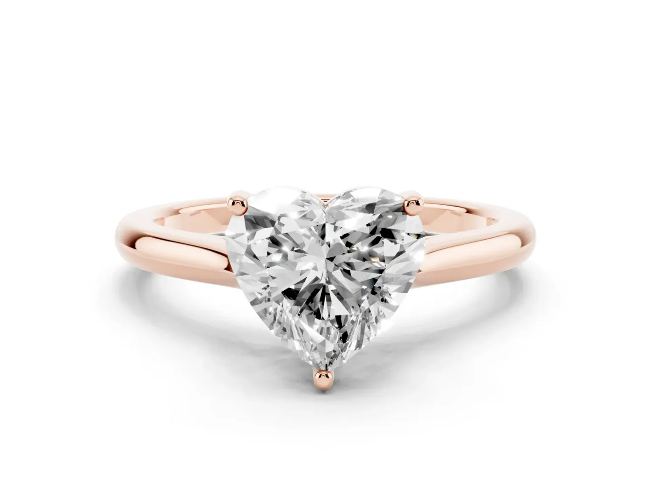 Heart-Shaped Cathedral Solitaire Engagement Ring Setting | Plain Band | Rose Gold