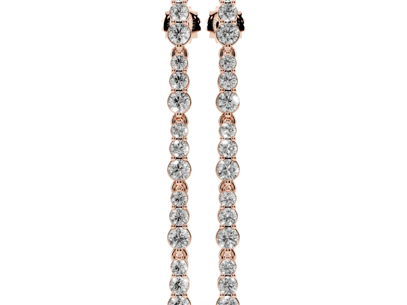 Round Lab-Grown Diamond Single Row Dangle Earrings | Open Box Links | Rose Gold