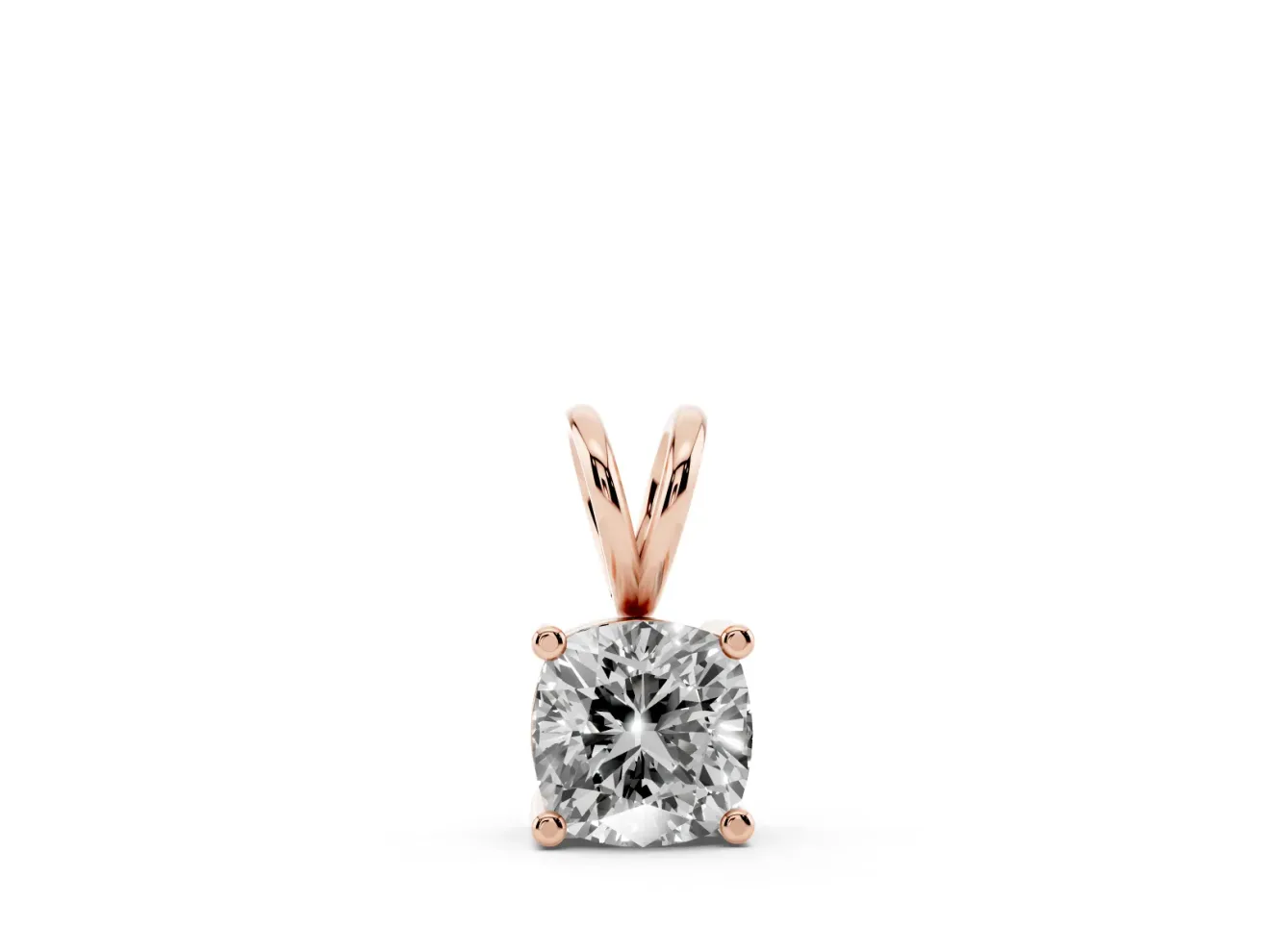 Cushion Cut Lab-Grown Diamond Solitaire Pendant Necklace | Split Bail | Rose Gold