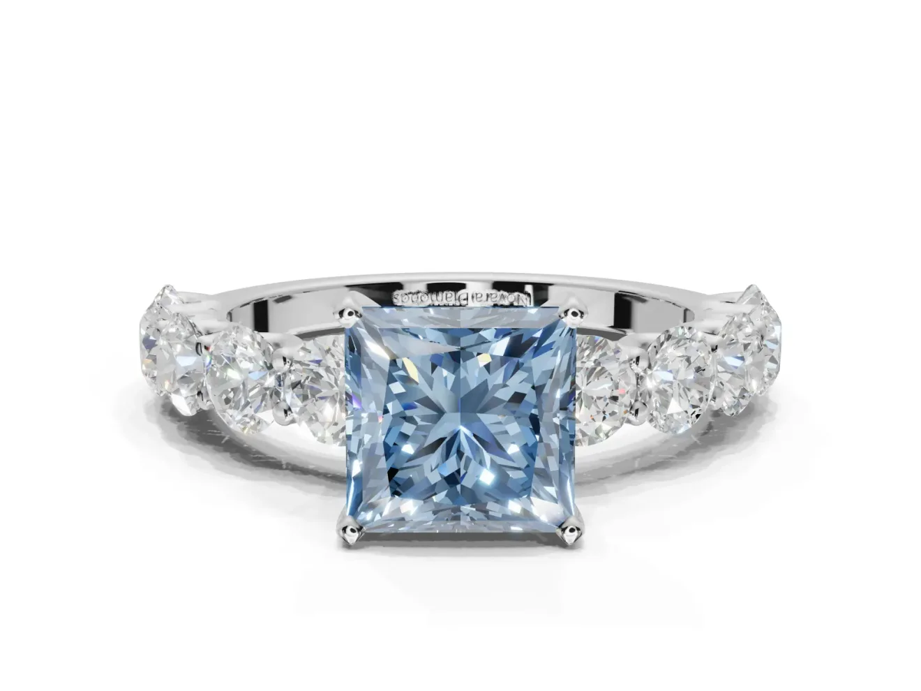 Princess Cut Engagement Ring Setting for a Fancy Blue Lab-Grown Diamond | White Gold - Design NV-24455