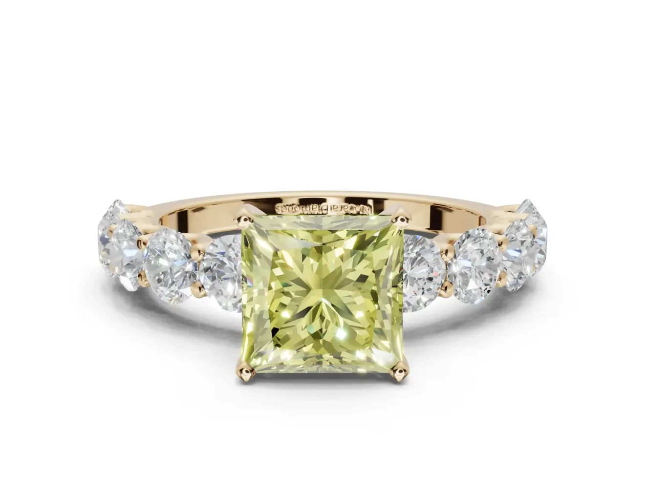 Princess Cut Engagement Ring Setting for a Fancy Yellow Lab-Grown Diamond | Yellow Gold - Design NV-24455