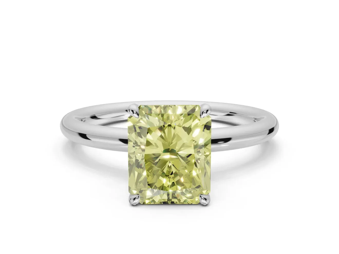 Radiant Cut Hidden Halo Ring Setting for a Fancy Yellow Lab-Grown Diamond | Sterling Silver