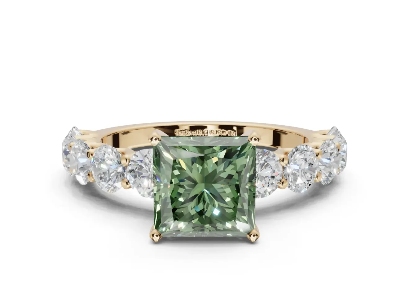Princess Cut Engagement Ring Setting for a Fancy Green Lab-Grown Diamond | Yellow Gold - Design NV-24455