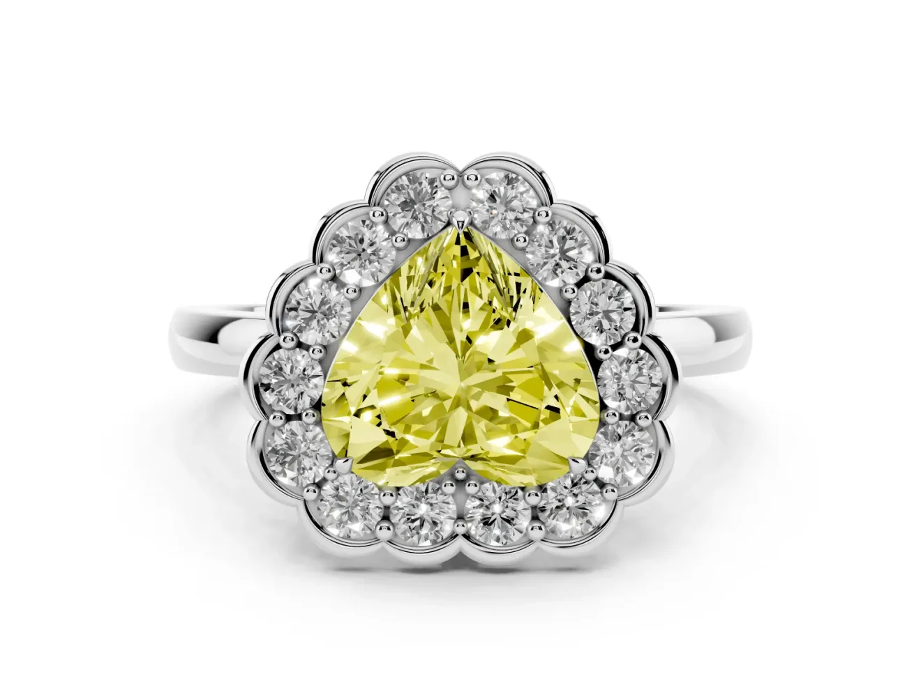 Heart-Shaped Halo Engagement Ring Setting for a Fancy Yellow Lab-Grown Diamond | Sterling Silver - Design NV-24719