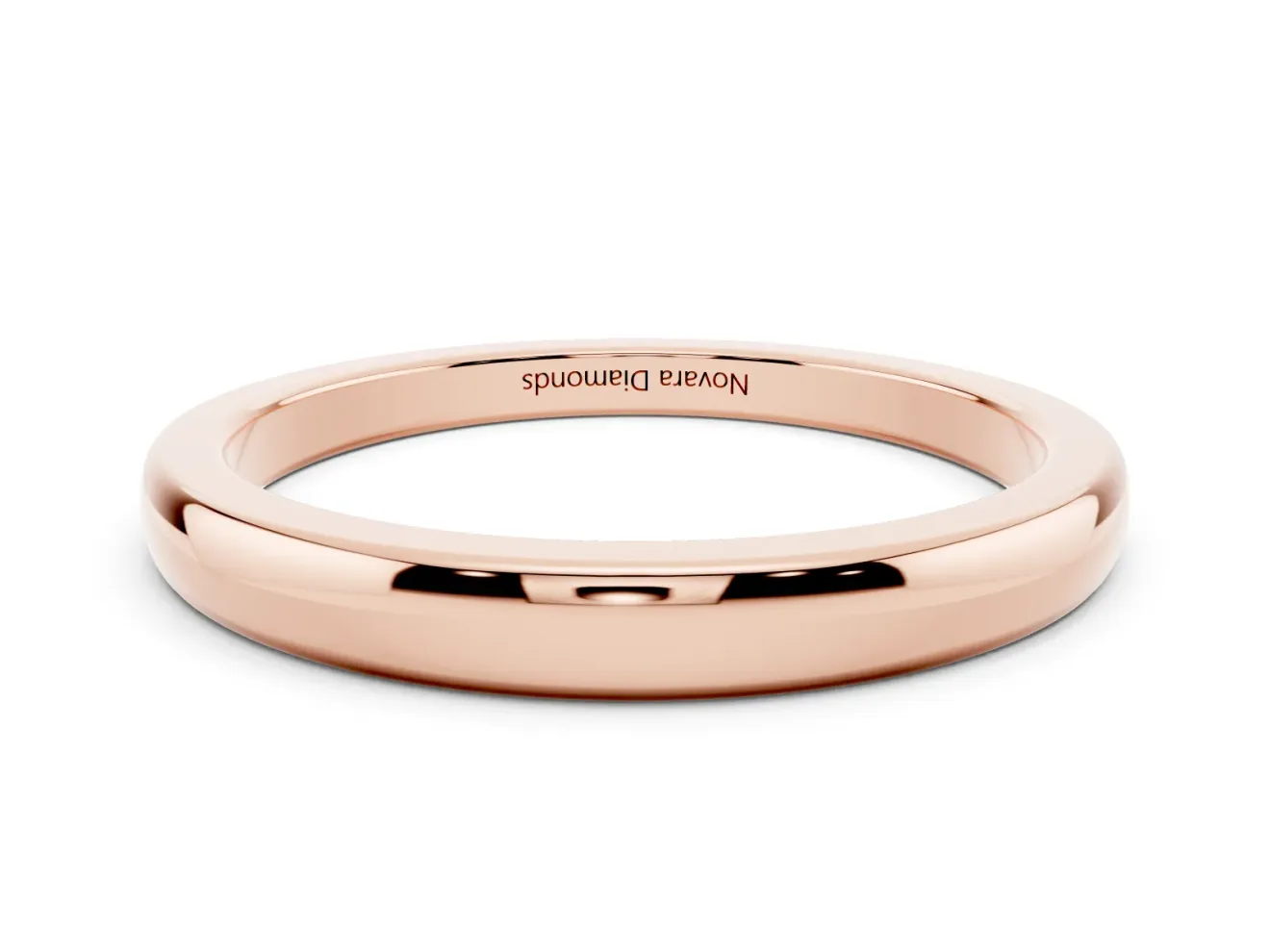 Plain Domed Wedding Band | Rounded Edges | Rose Gold