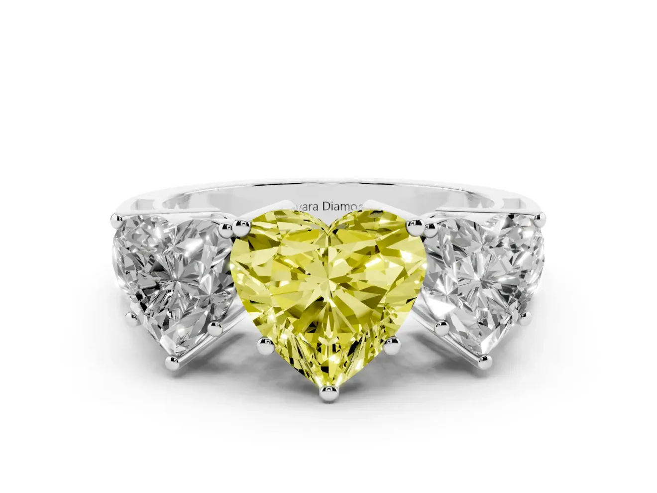 Heart-Shaped Engagement Ring Setting for a Fancy Yellow Lab-Grown Diamond | Sterling Silver - Design NV-24920