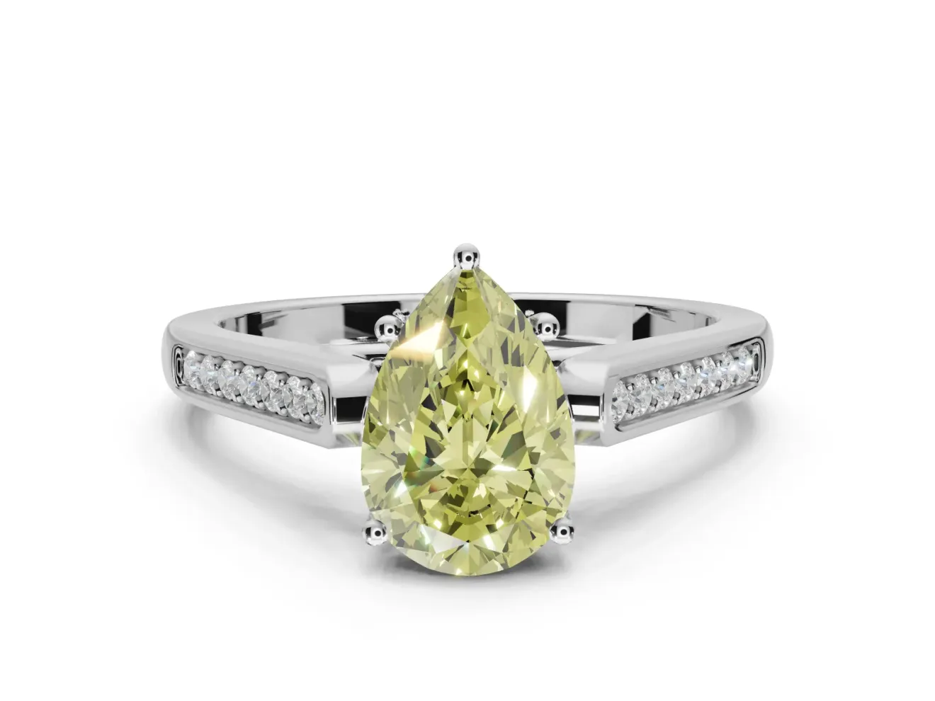 Pear-Shaped Engagement Ring Setting for a Fancy Yellow Lab-Grown Diamond | Sterling Silver - Design NV-24597