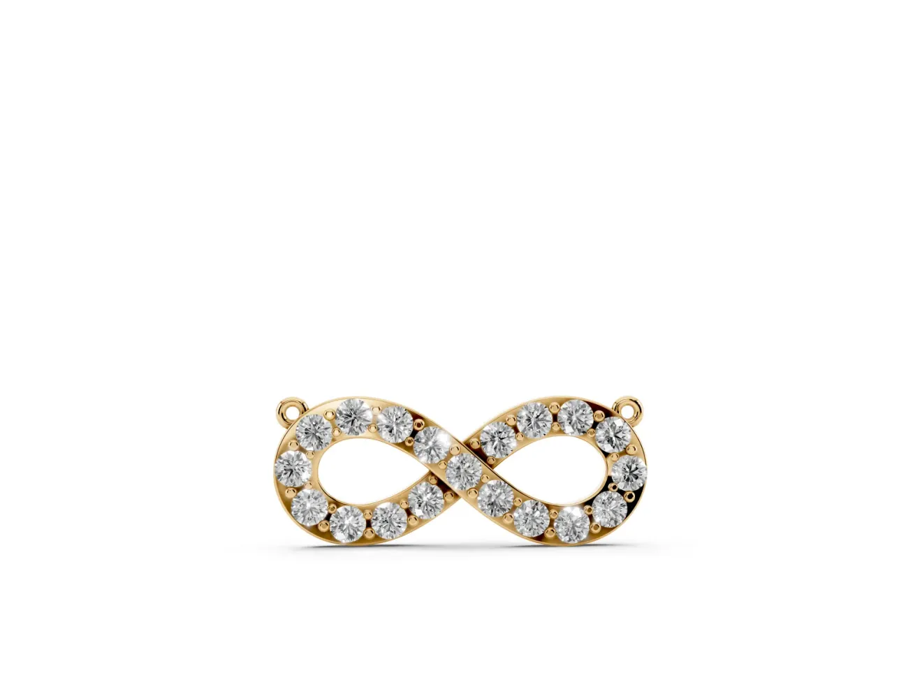 Round Lab-Grown Diamond Pavé Infinity Pendant Necklace | Side Chain Rings | Yellow Gold