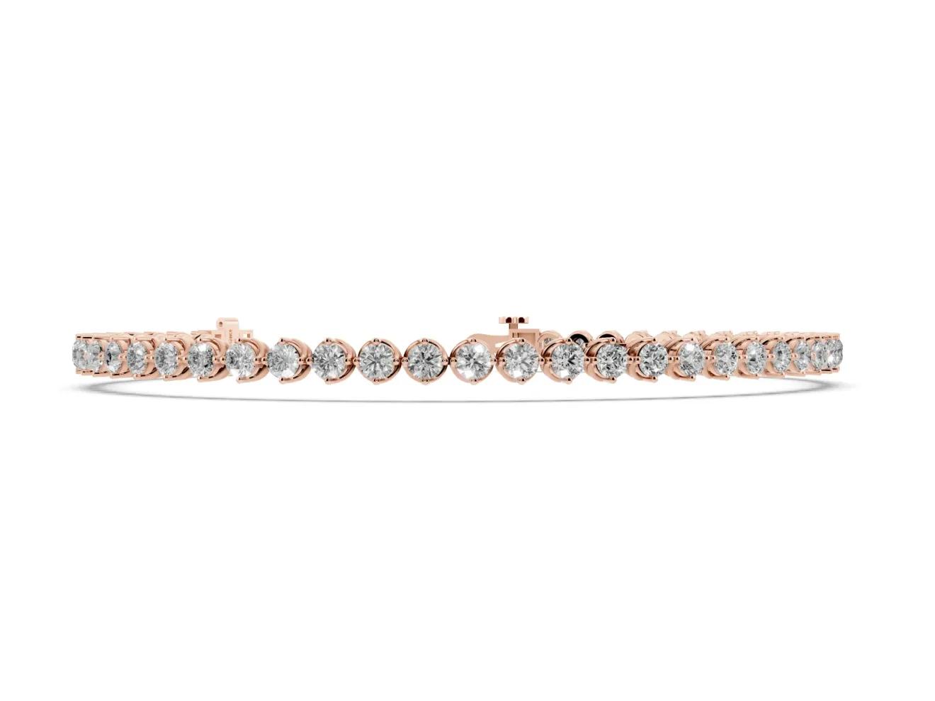 Round Lab-Grown Diamond Prong Set Tennis Bracelet | Single Row | Rose Gold