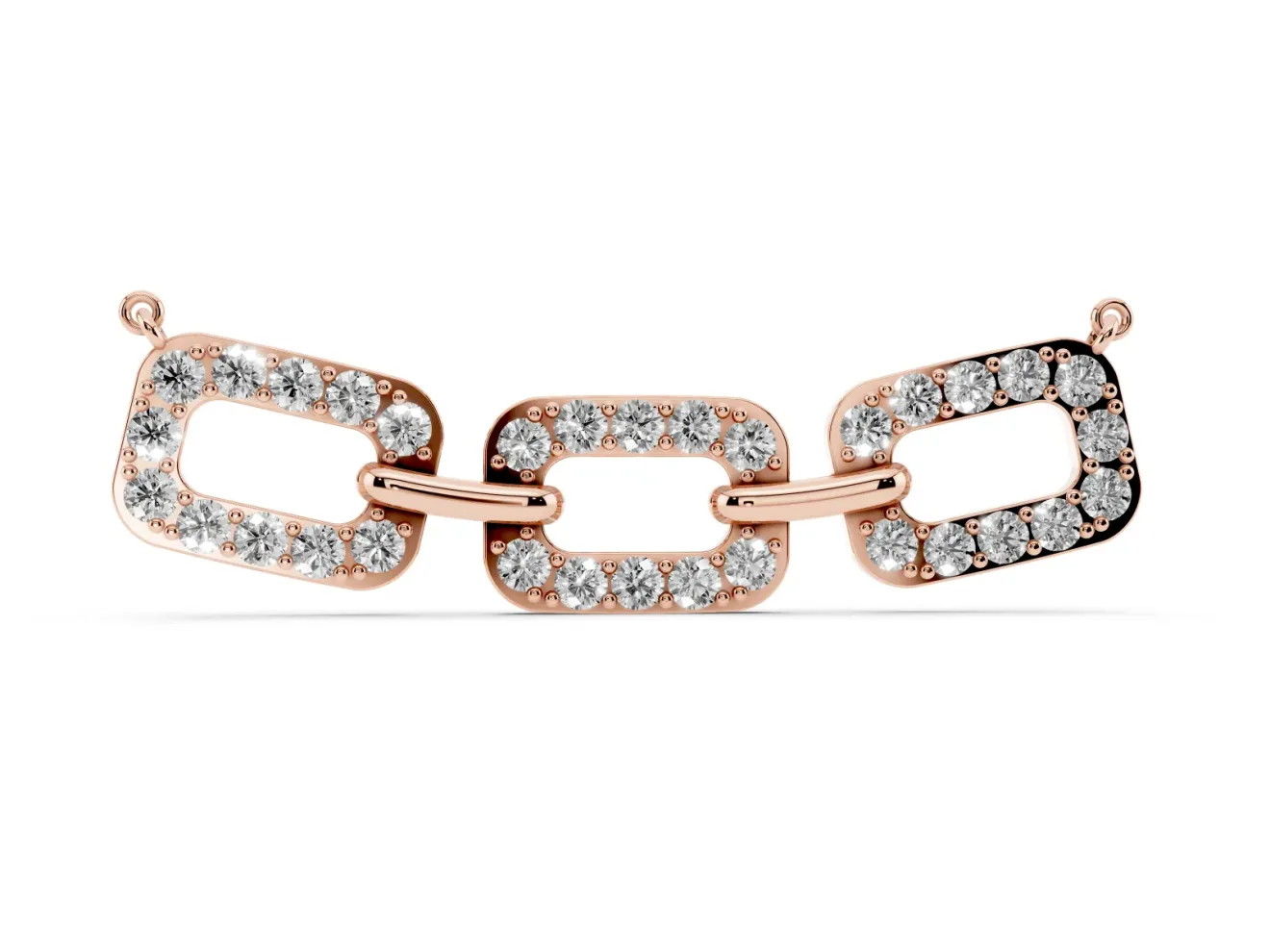 Round Lab-Grown Diamond Pavé Cushion Link Pendant Necklace | Shared Prongs | Rose Gold