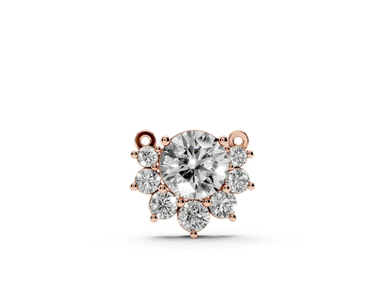 Round Lab-Grown Diamond Fan Cluster Pendant Necklace | Open Top | Rose Gold