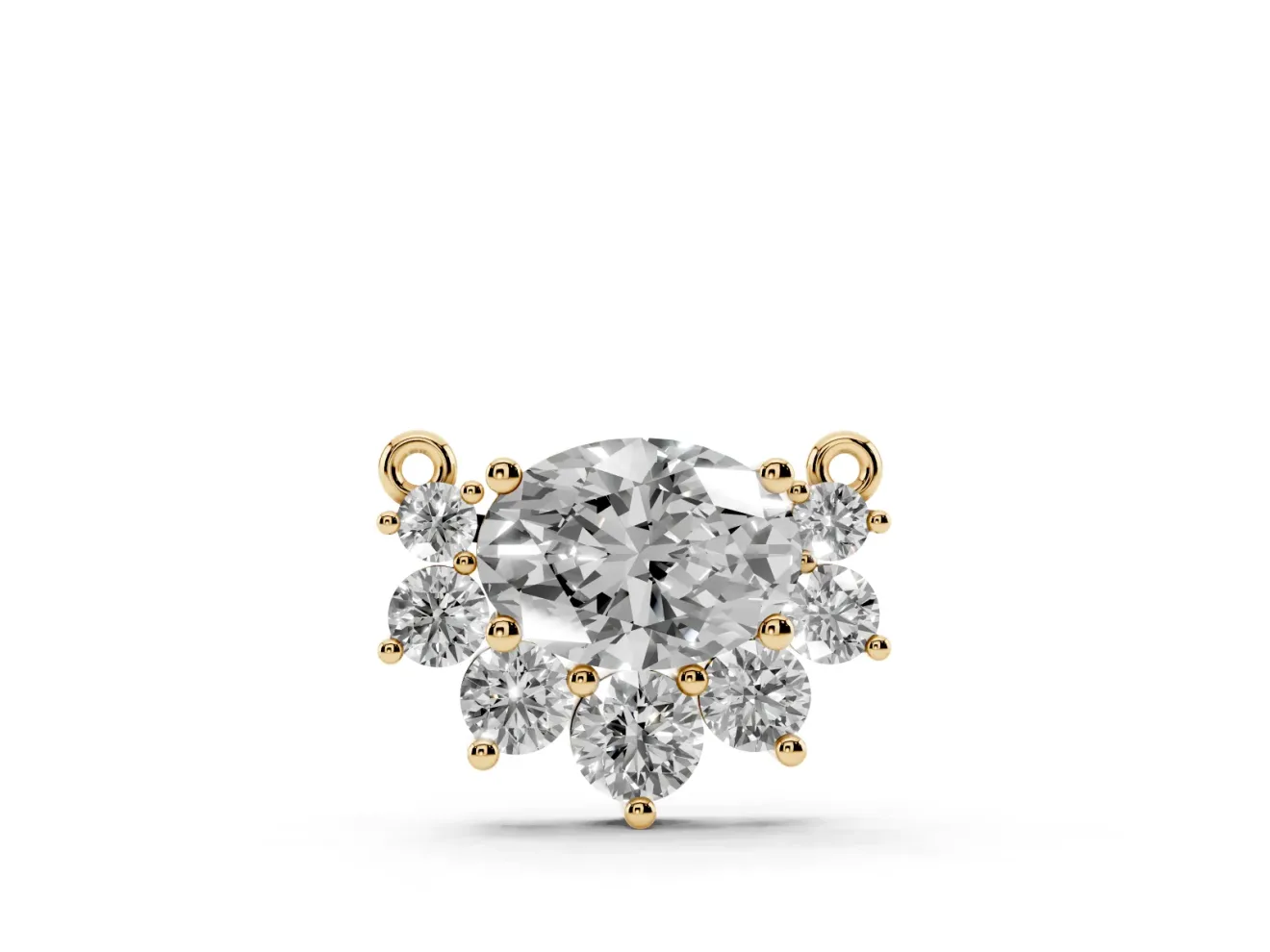 Oval Lab-Grown Diamond East-West Cluster Pendant Necklace | Graduated Accents | Yellow Gold