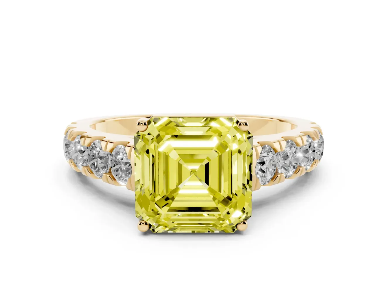 Asscher Cut Engagement Ring Setting for a Fancy Yellow Lab-Grown Diamond | Yellow Gold - Design NV-24643