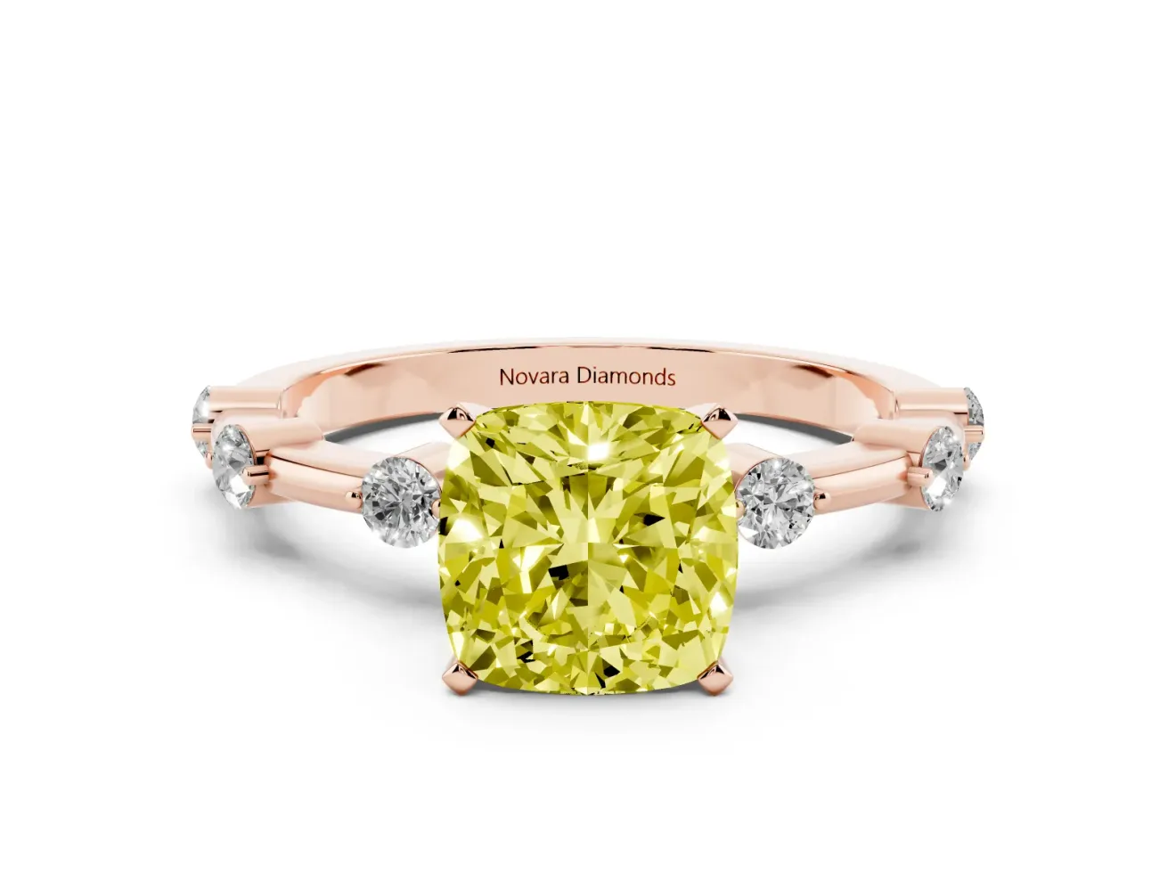 Cushion Cut Bar Set Engagement Ring Setting for a Fancy Yellow Lab-Grown Diamond | Rose Gold
