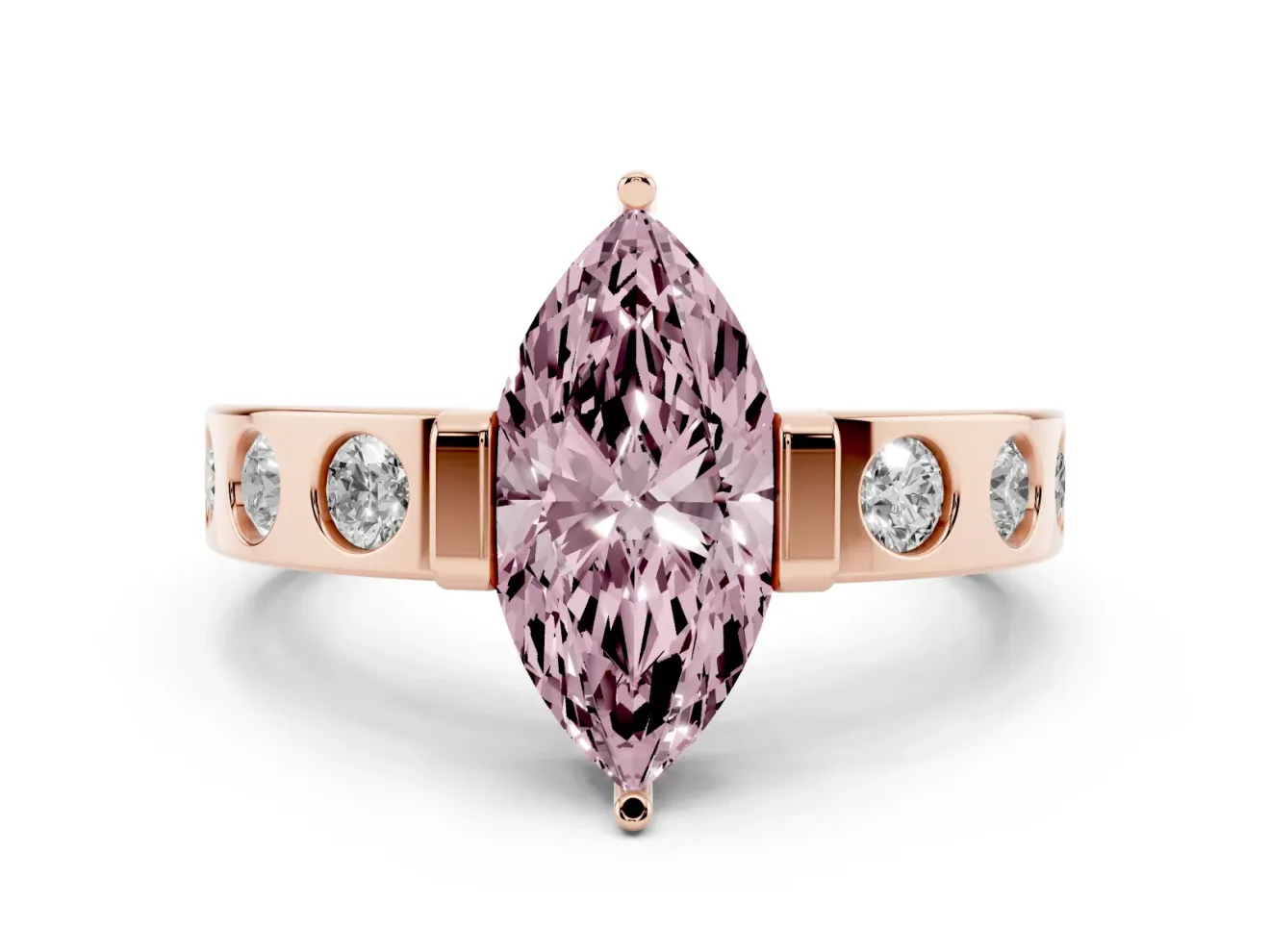 Marquise Tension Style Engagement Ring Setting for a Fancy Pink Lab-Grown Diamond | Rose Gold