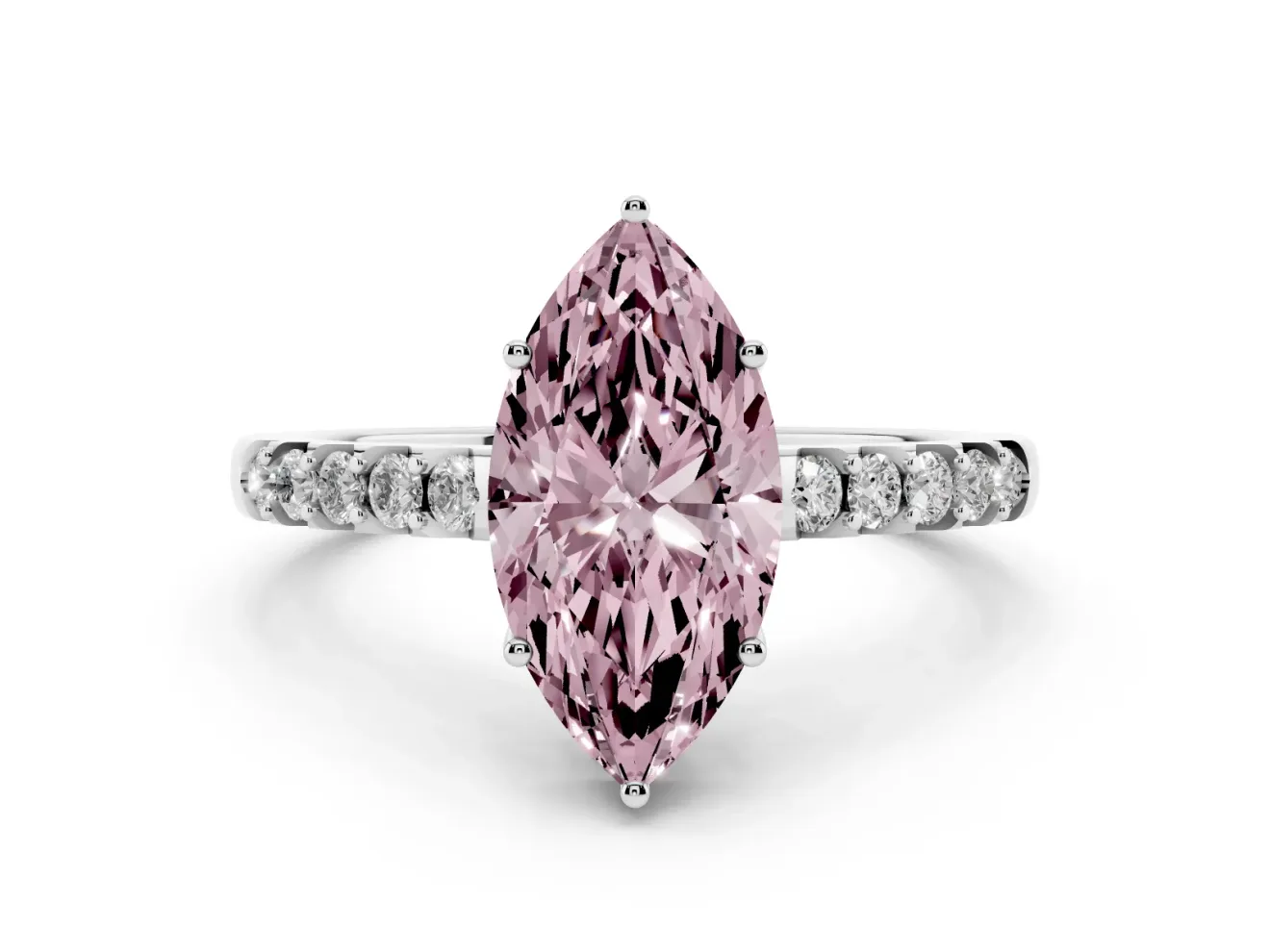 Marquise Engagement Ring Setting for a Fancy Pink Lab-Grown Diamond | Sterling Silver - Design NV-24649