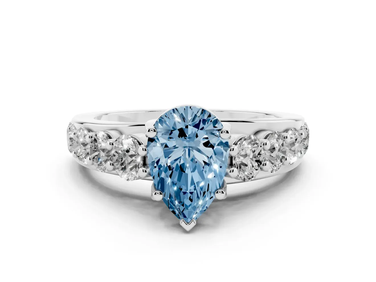 Pear-Shaped Engagement Ring Setting for a Fancy Blue Lab-Grown Diamond | Sterling Silver - Design NV-24645
