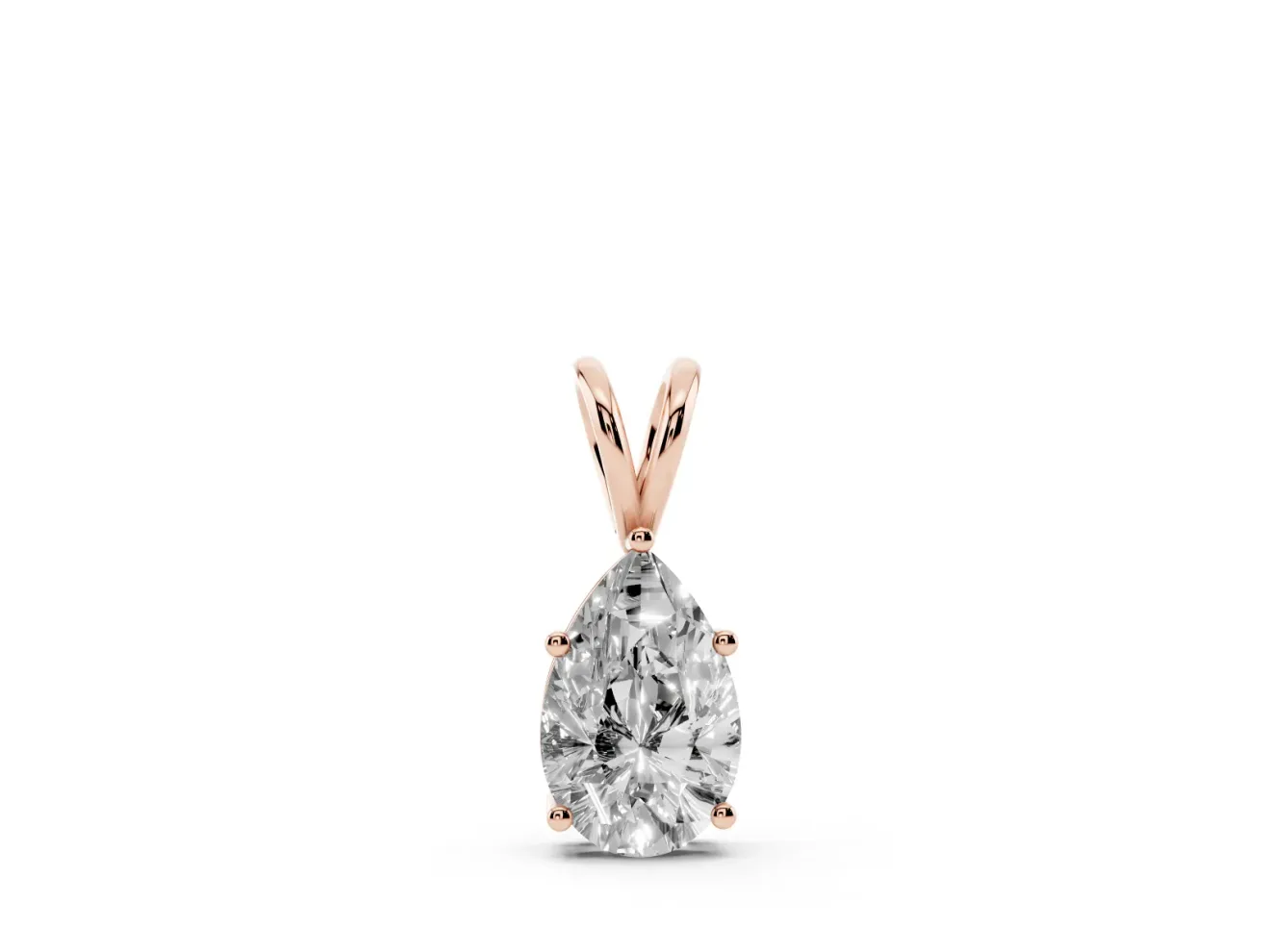 Pear-Shaped Lab-Grown Diamond Solitaire Pendant Necklace | Split V Bail | Rose Gold