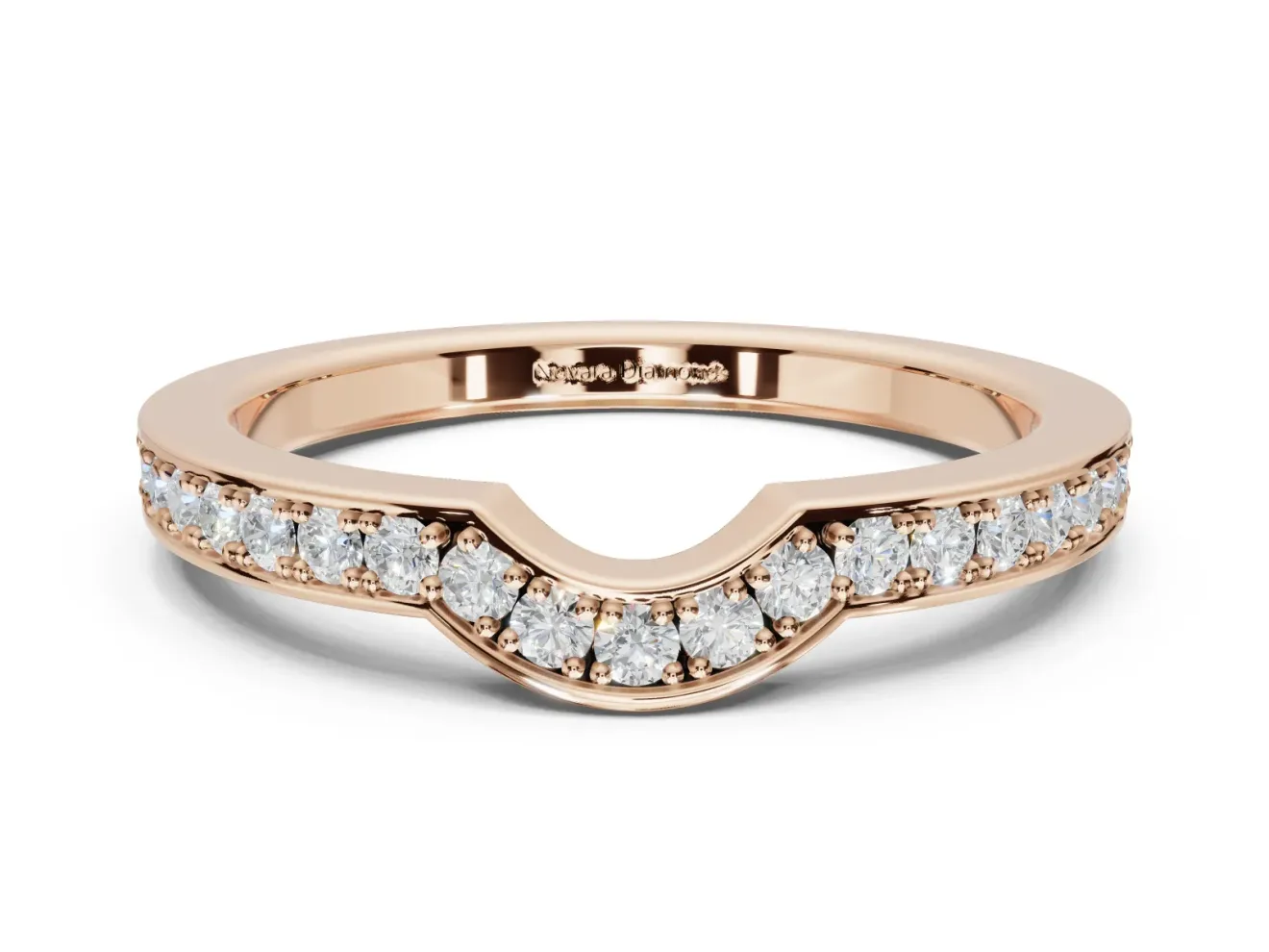 Round Lab-Grown Diamond Pavé Contour Wedding Band | Raised Rails | Rose Gold